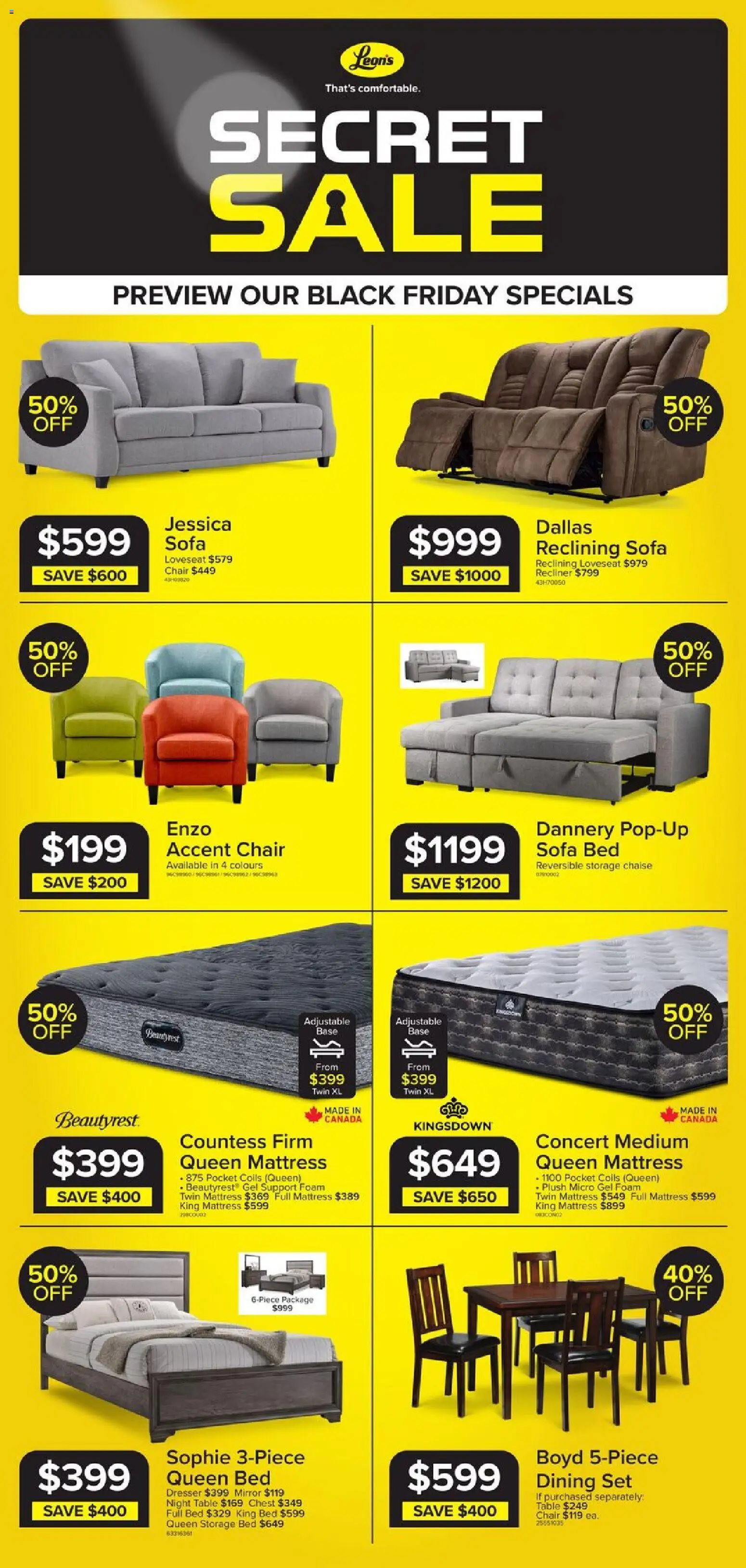 Leon's flyer valid from 27.11.2025 | Page: 2 | Products: Mattress, Sofa, Table, Mirror