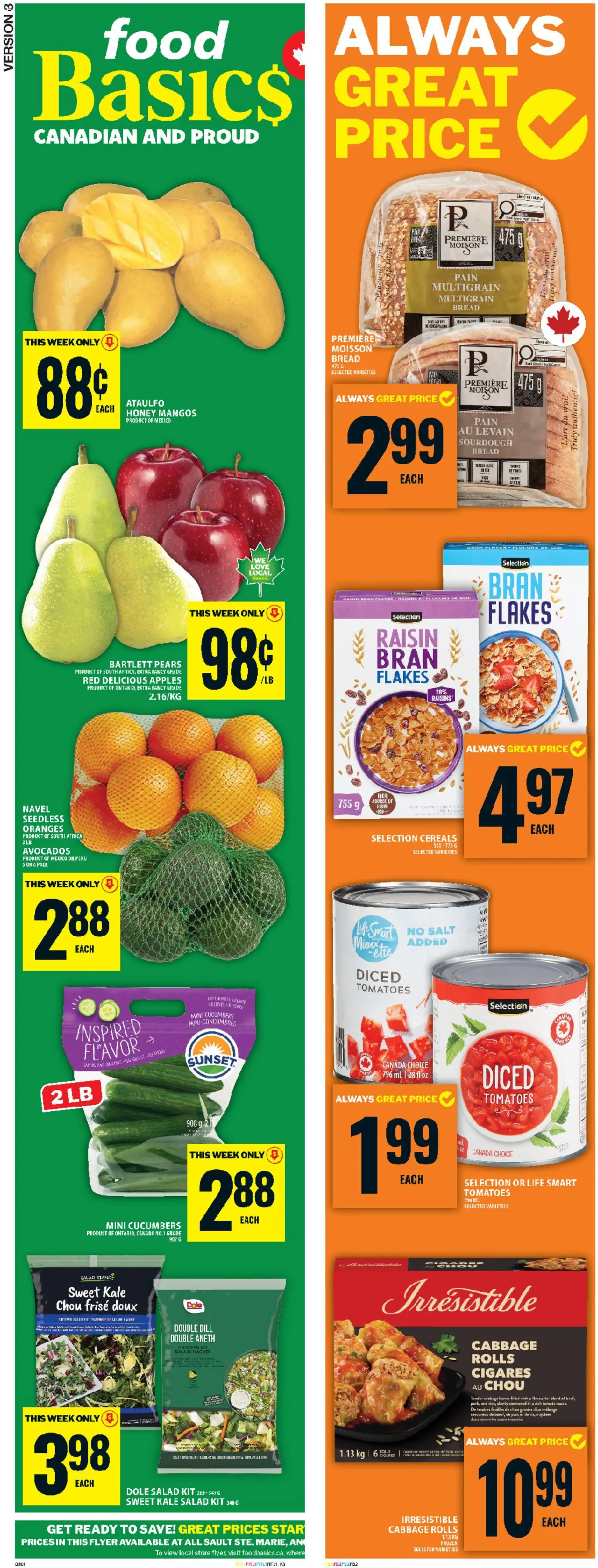 Food Basics flyer valid from 09.04.2026 | Page: 2 | Products: Bread, Apples, Oranges, Tomatoes