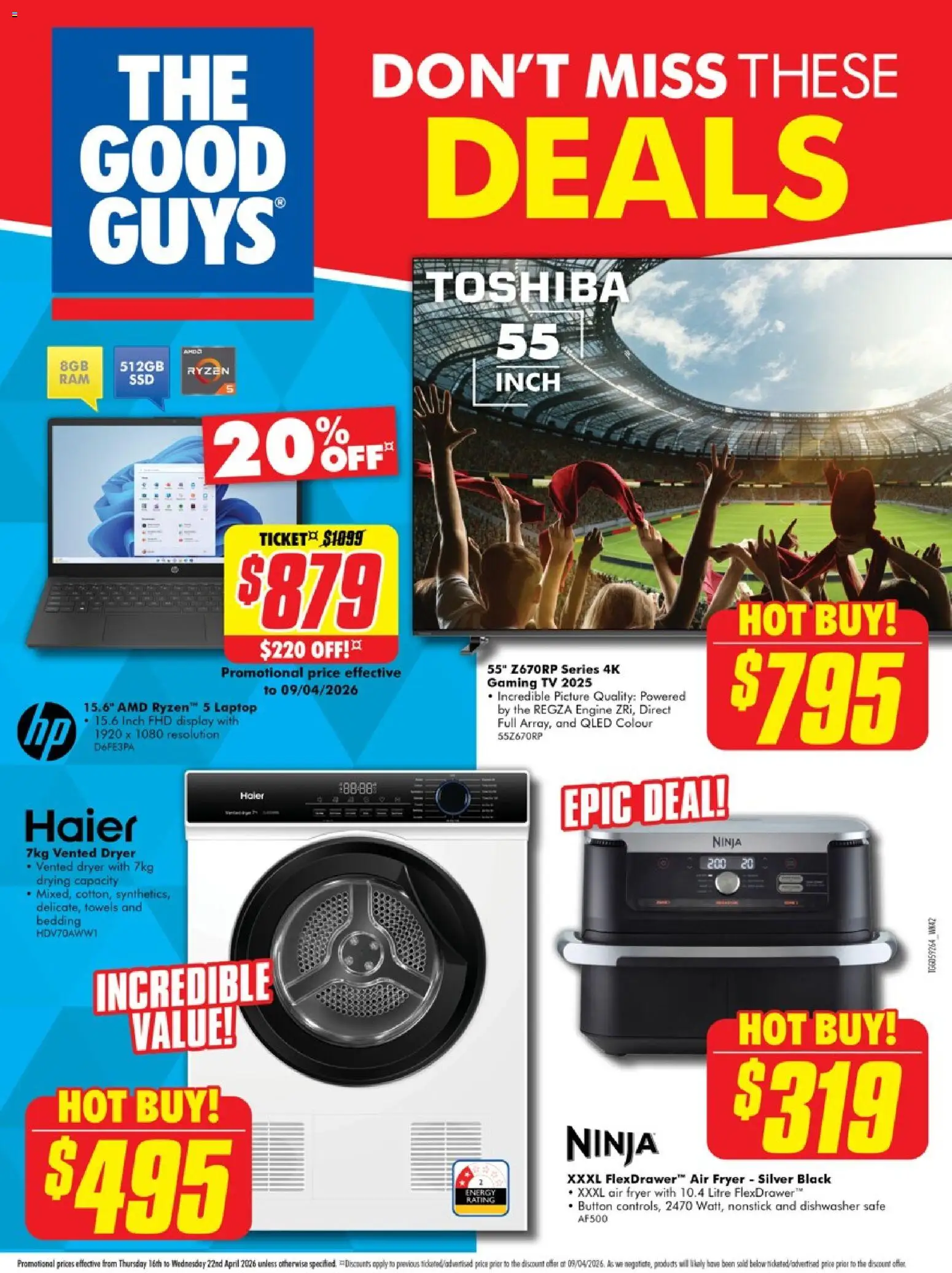 The Good Guys catalogue - valid from 15.04.2026 | Page: 23 | Products: Picture, Towels, Tv, Dishwasher