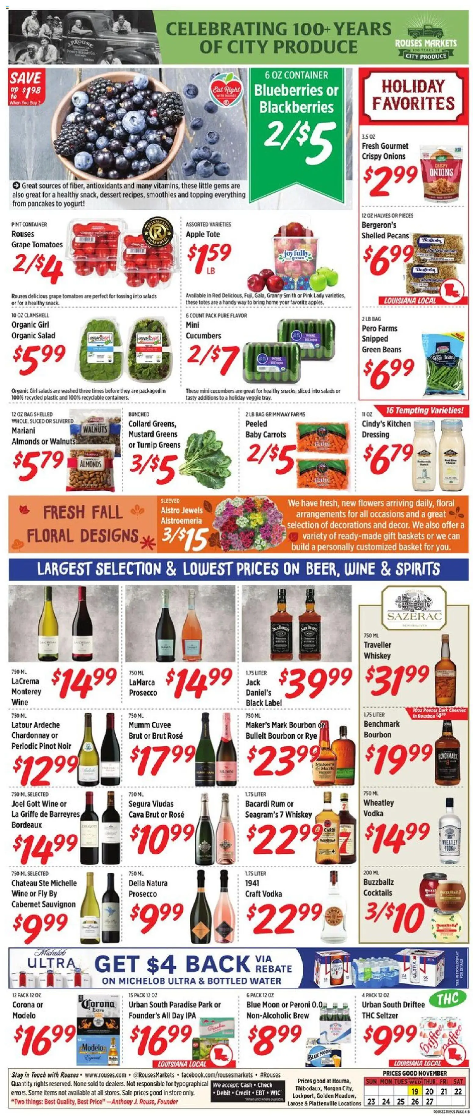 Rouses Weekly Ad - LA - valid from 19.11.2025 | Page: 8 | Products: Yogurt, Vodka, Whiskey, Salad