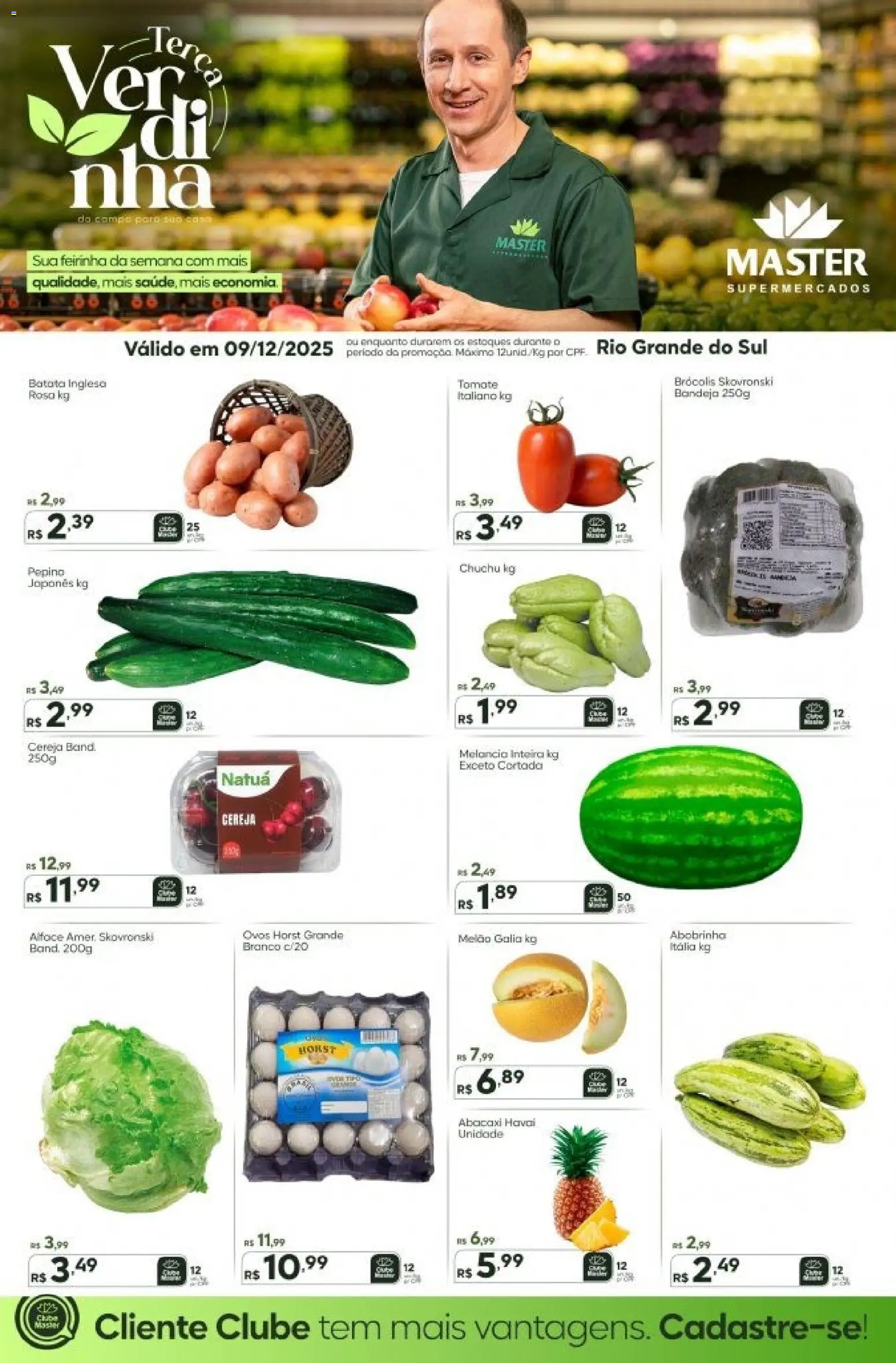 Master Folheto - válido de 09.12.2025 | Página: 1 | Produtos: Melão, Bandeja, Alface, Brócolis