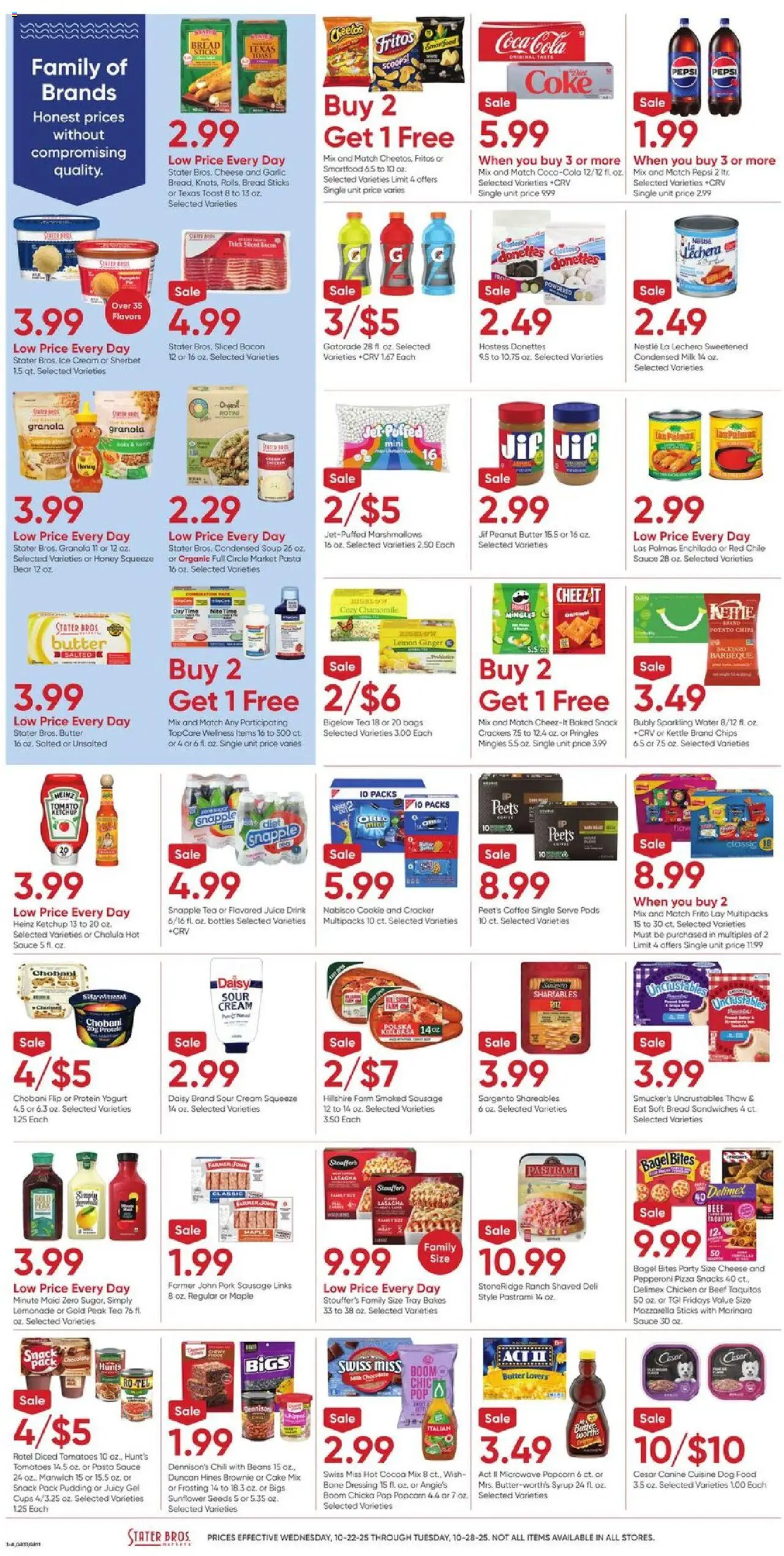 Stater Bros Weekly Ad - valid from 22.10.2025 | Page: 3 | Products: Bread, Beef, Ketchup, Water