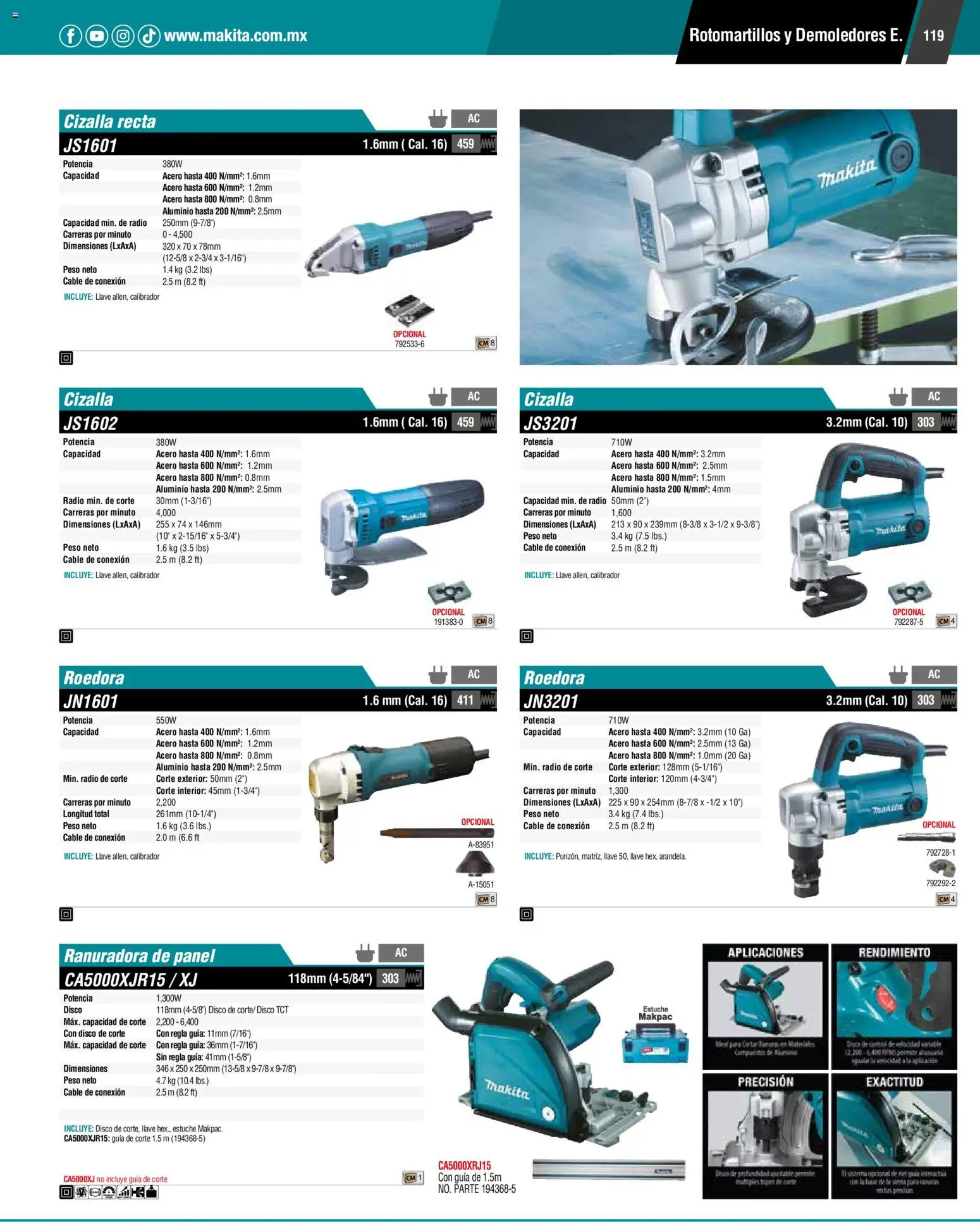 Nuevas ofertas de Makita válidas en toda la República Mexicana desde el 01.01.2024. ¡Encuentra las mejores ofertas en Makita catálogo General! | Página: 119 | Productos: Radio, Cable, Disco, Llave