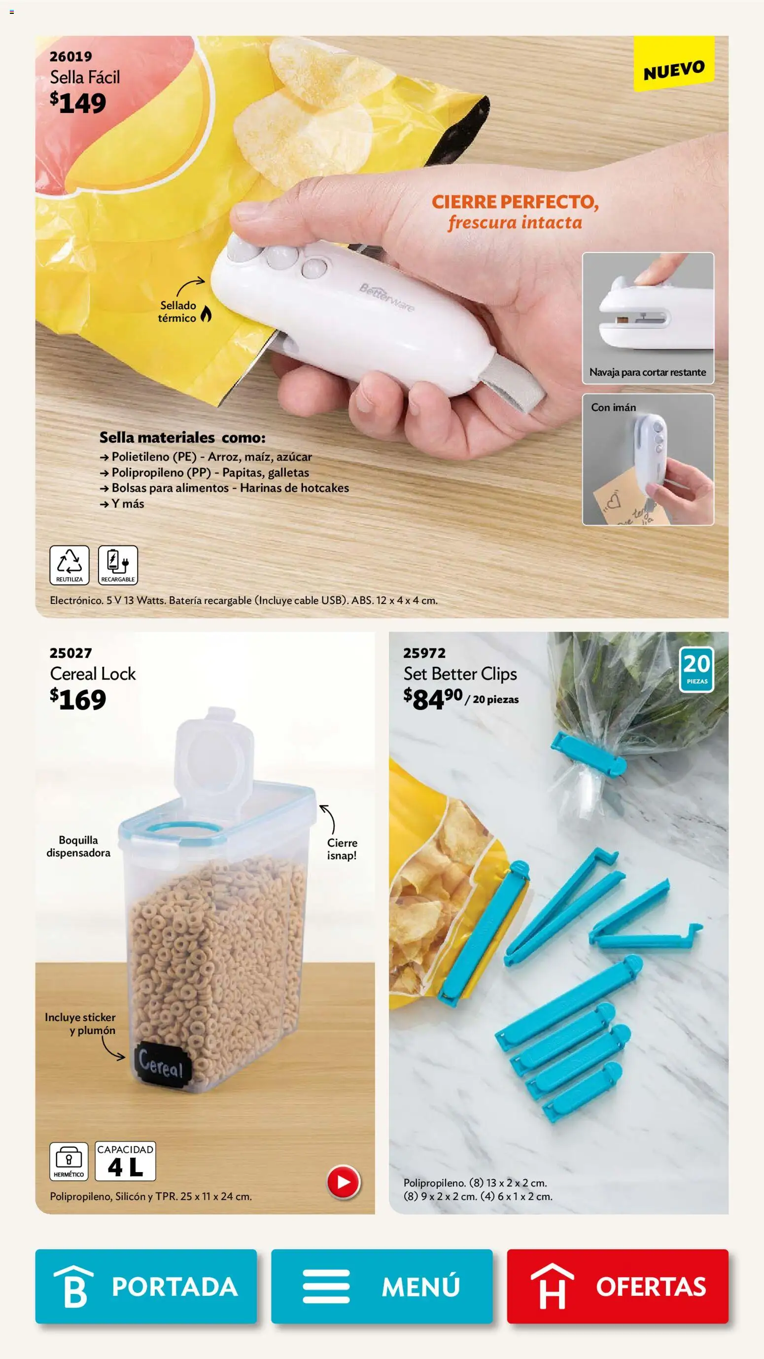 Nuevas ofertas de Betterware válidas en toda la República Mexicana desde el 02.03.2026. ¡Encuentra las mejores ofertas en Betterware campaña 3 2026! | Página: 48 | Productos: Navaja, Imán, Galletas, Cable