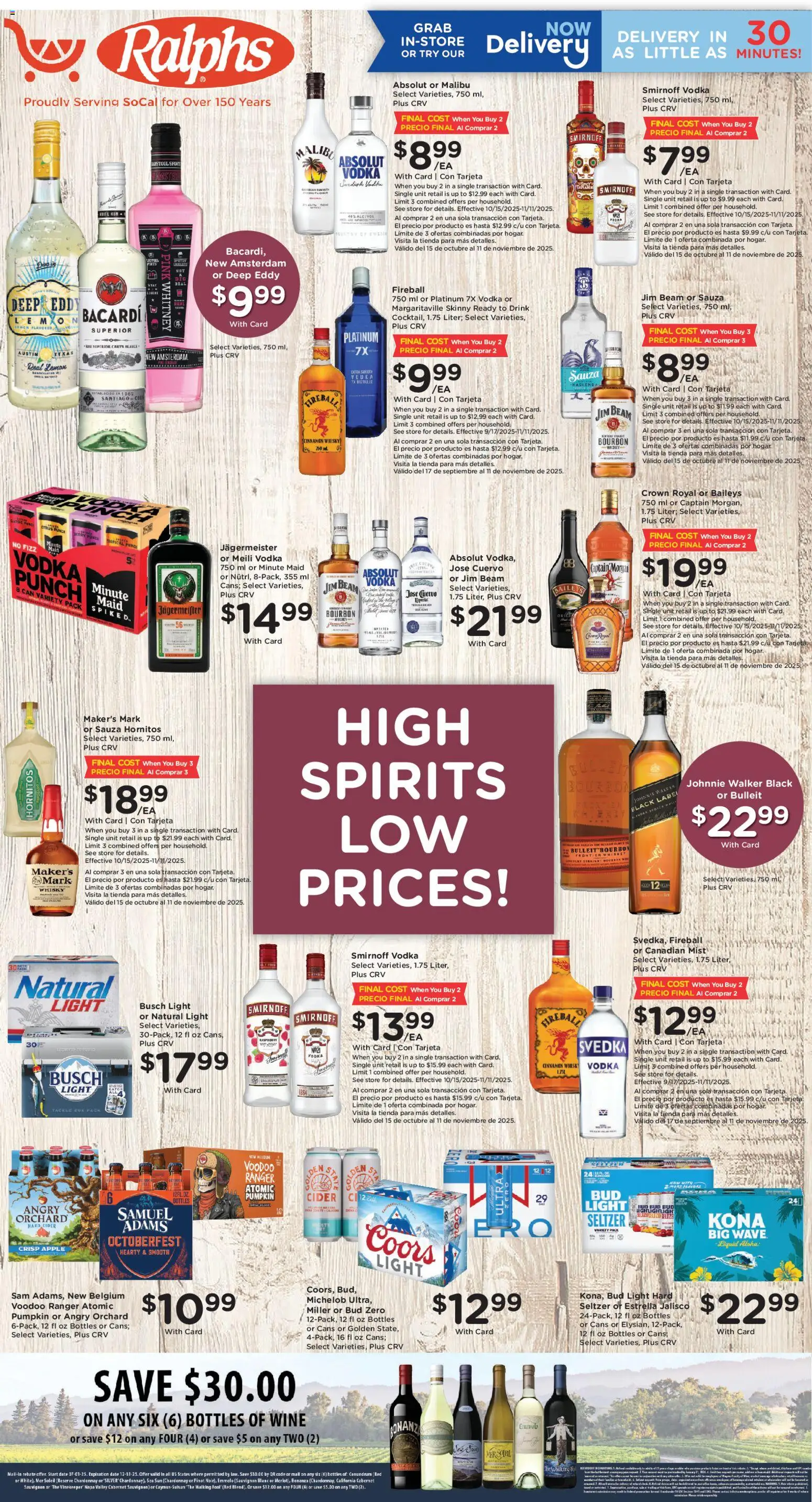 Ralphs Adult Beverage - valid from 29.10.2025 | Page: 1 | Products: Cider, Wine, Vodka, Pumpkin