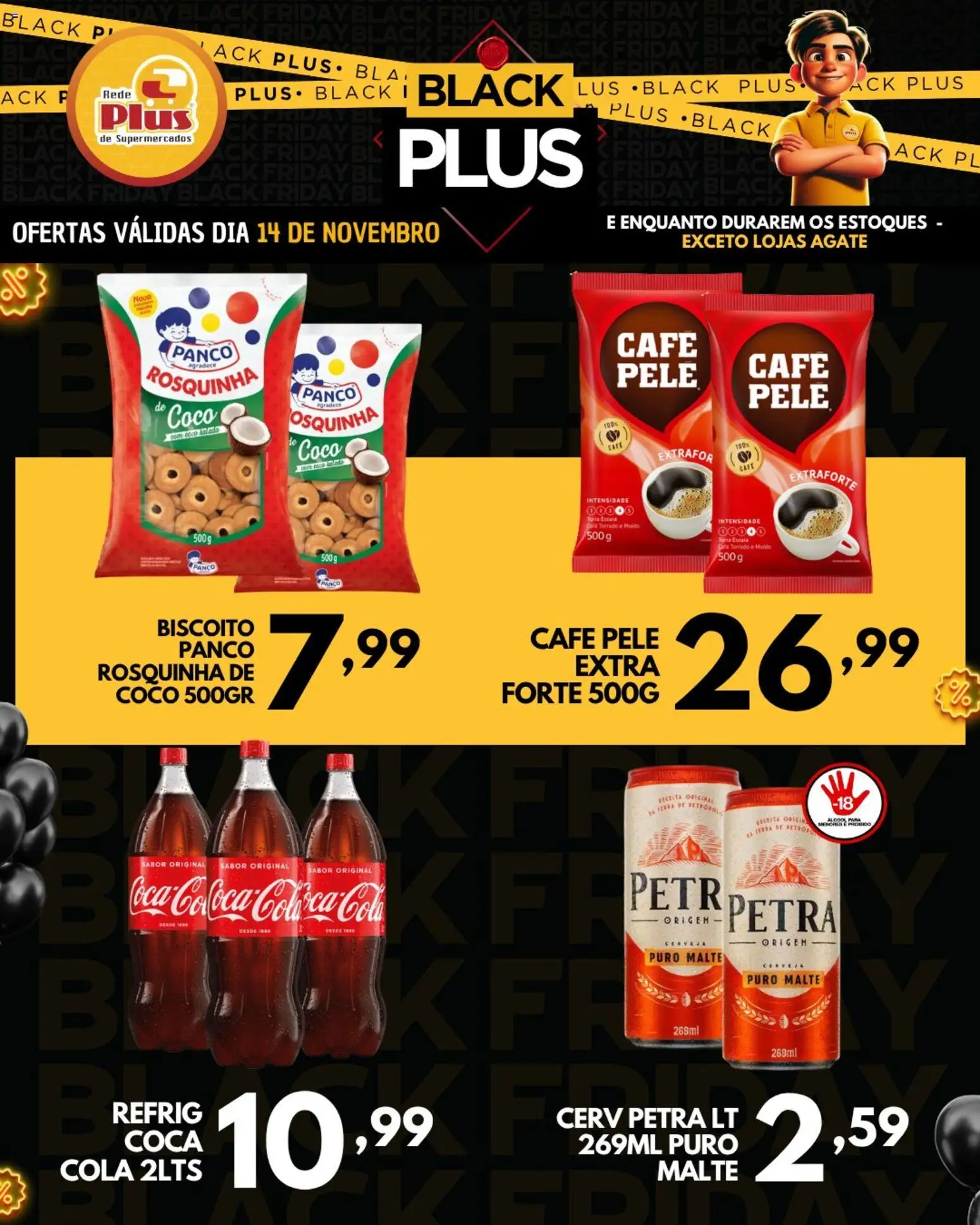 Rede Plus Supermercados Folheto - válido de 14.11.2025 | Página: 4 | Produtos: Cará, Biscoito, Banco, Cola
