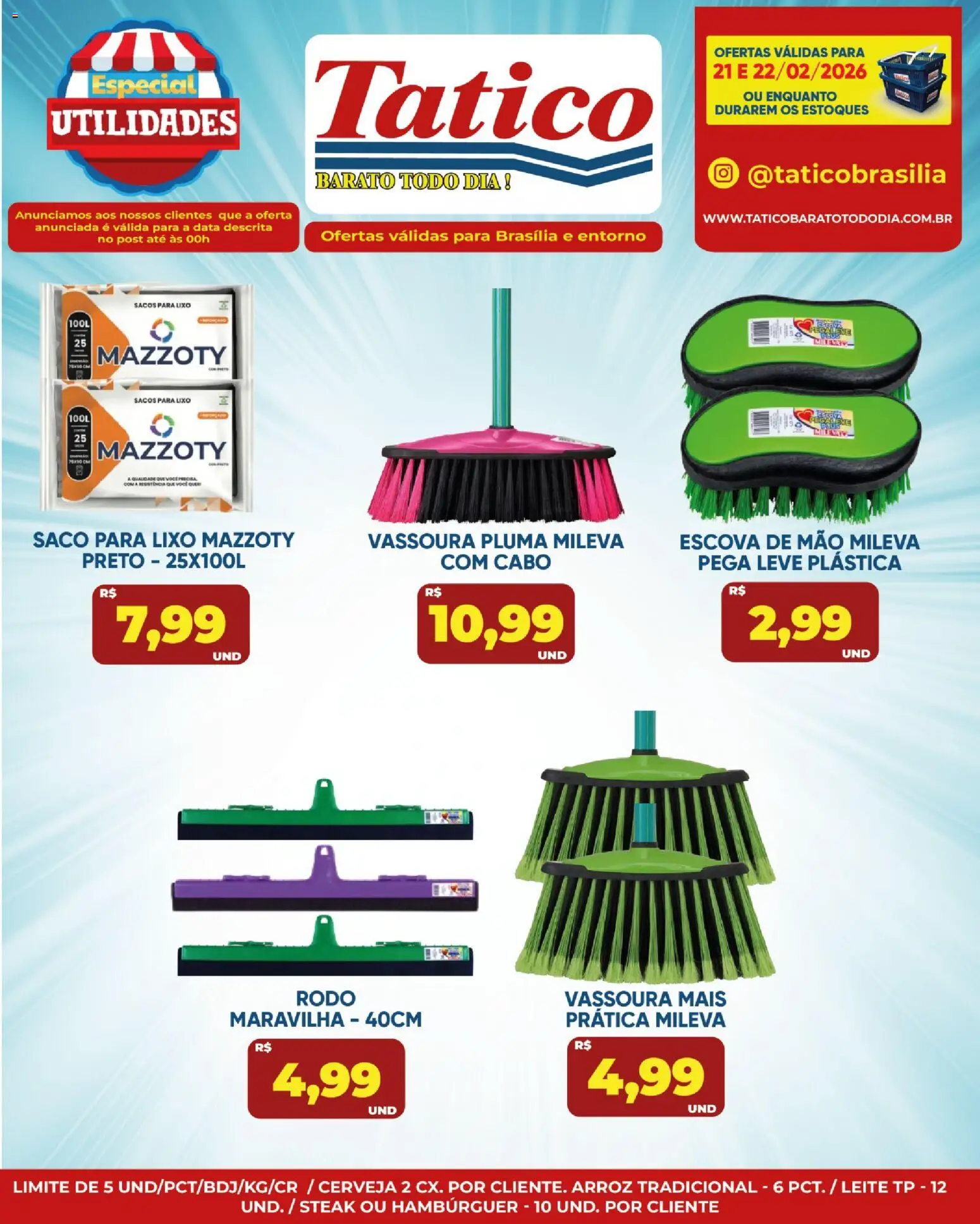 Tatico Folheto - válido de 23.02.2026 | Página: 39 | Produtos: Leite, Hambúrguer, Vassoura, Rodo