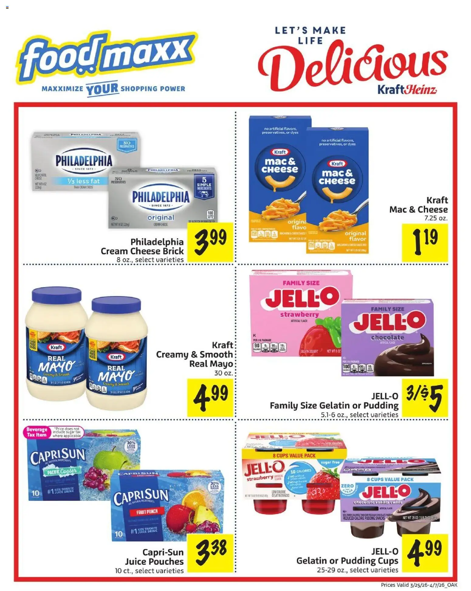 FoodMaxx Ad - valid from 25.03.2026 | Page: 1 | Products: Cheese, Chocolate, Juice, Cream