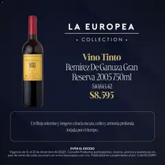 Vista previa de La Europea catálogo Vino Tinto, nuevo folleto de la tienda, válido en México a partir del 15.12.2025