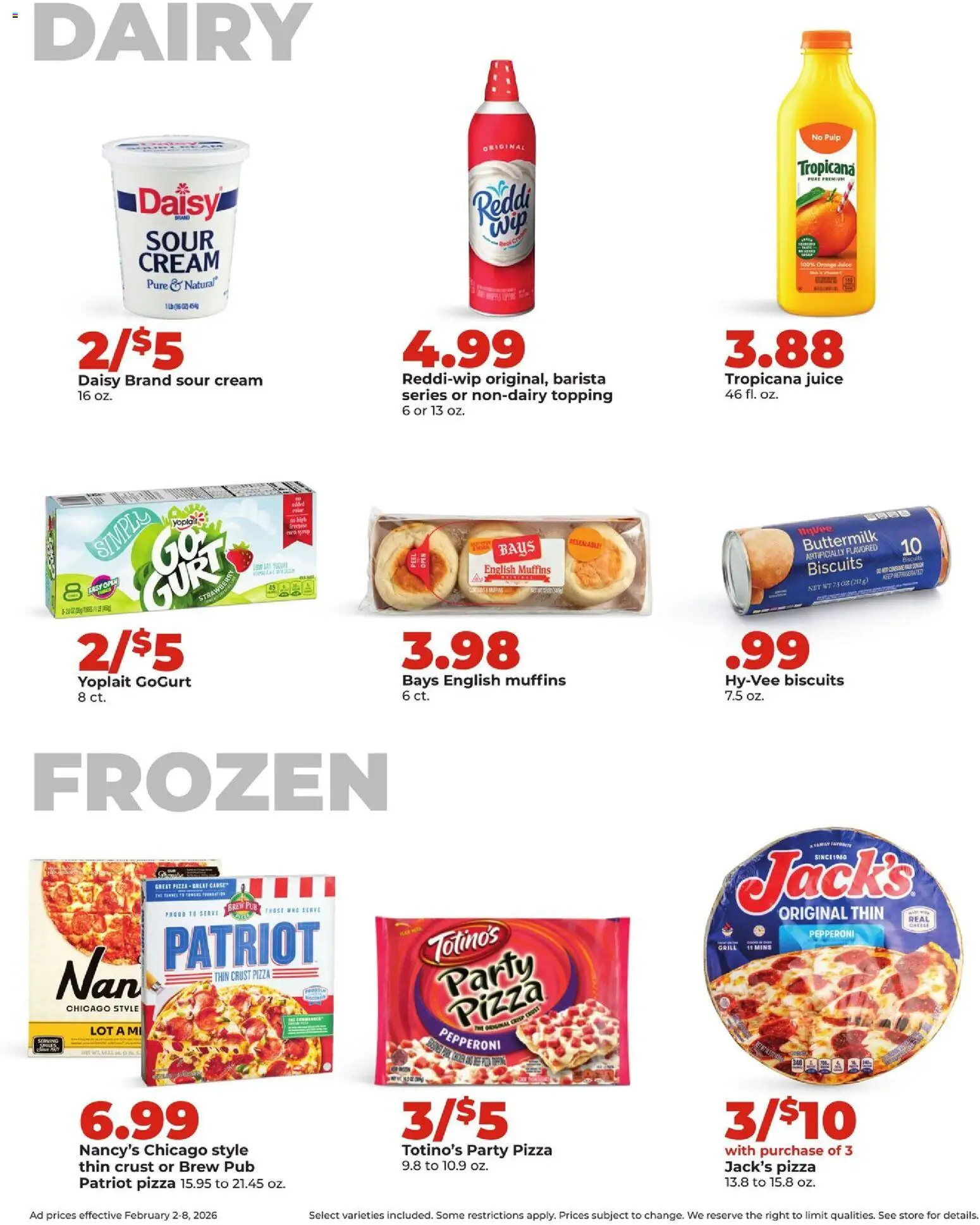 HyVee Weekly Ad - valid from 02.02.2026 | Page: 38 | Products: Pizza, Juice, Cream, Grill