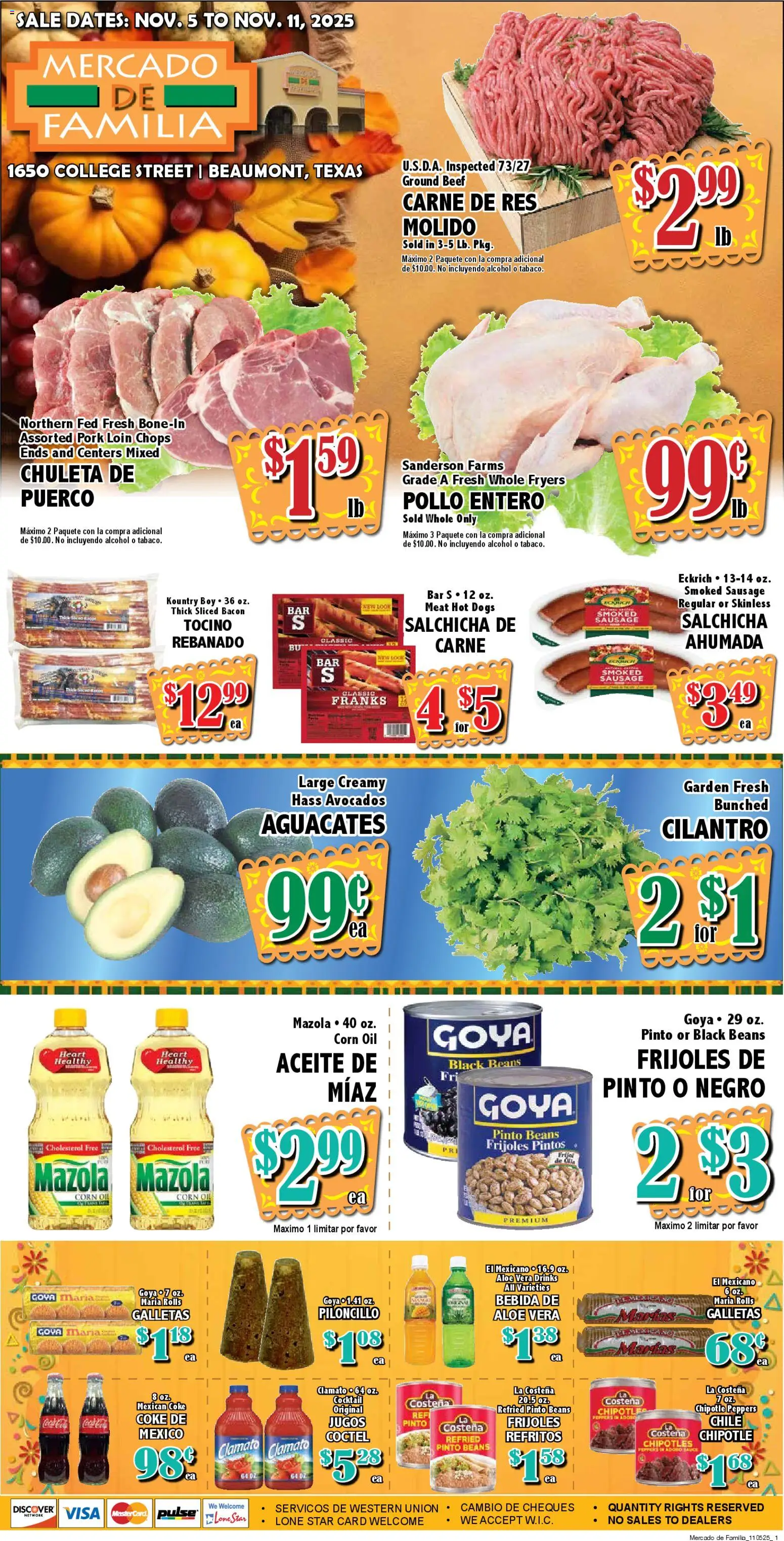Market Basket Mercado - valid from 05.11.2025 | Page: 1 | Products: Peppers, Oil, Sausage, Hot Dogs