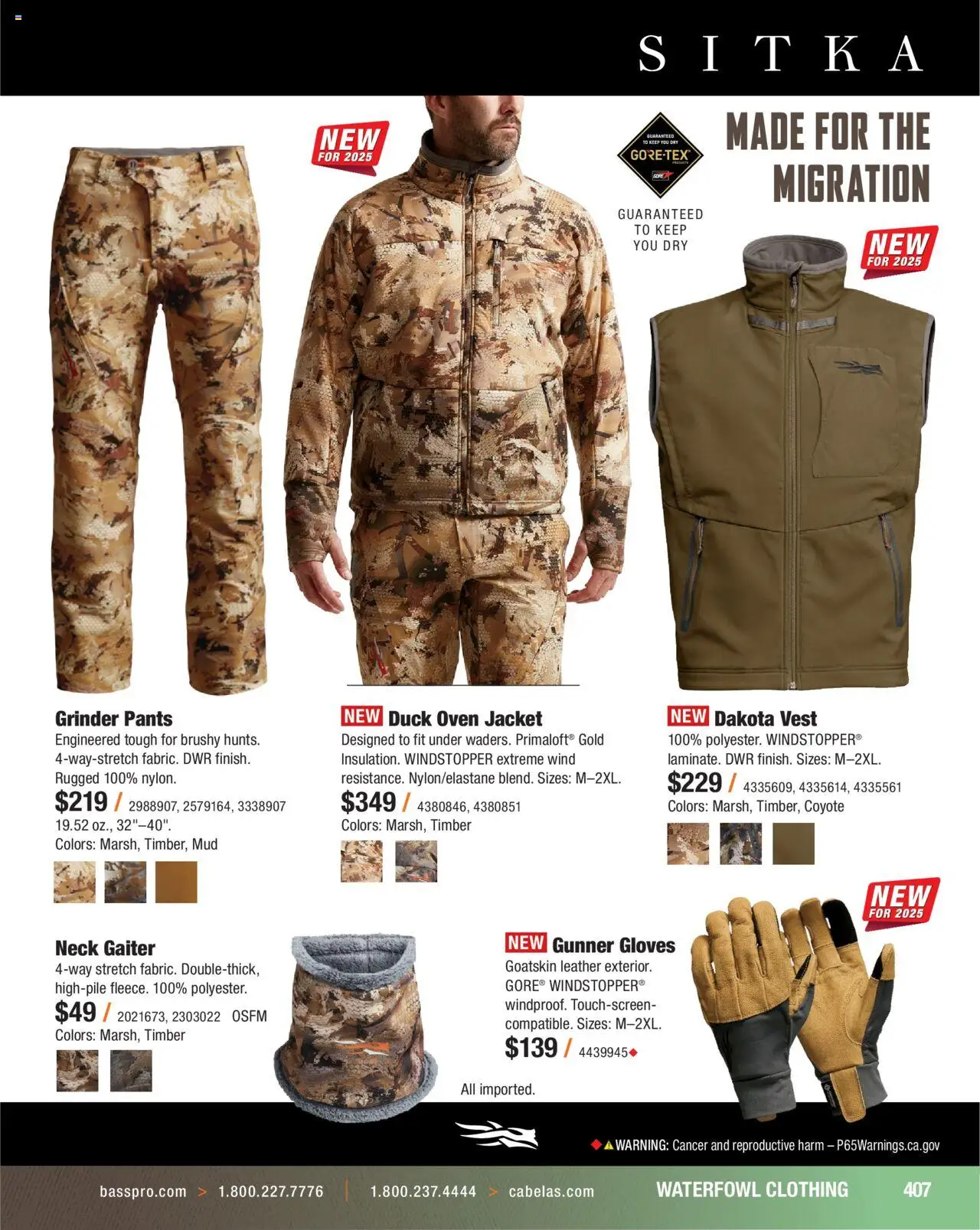 Cabela's Hunting Master 25 - valid from 11.08.2025 | Page: 407 | Products: Pants, Gloves, Oven, Waterfowl