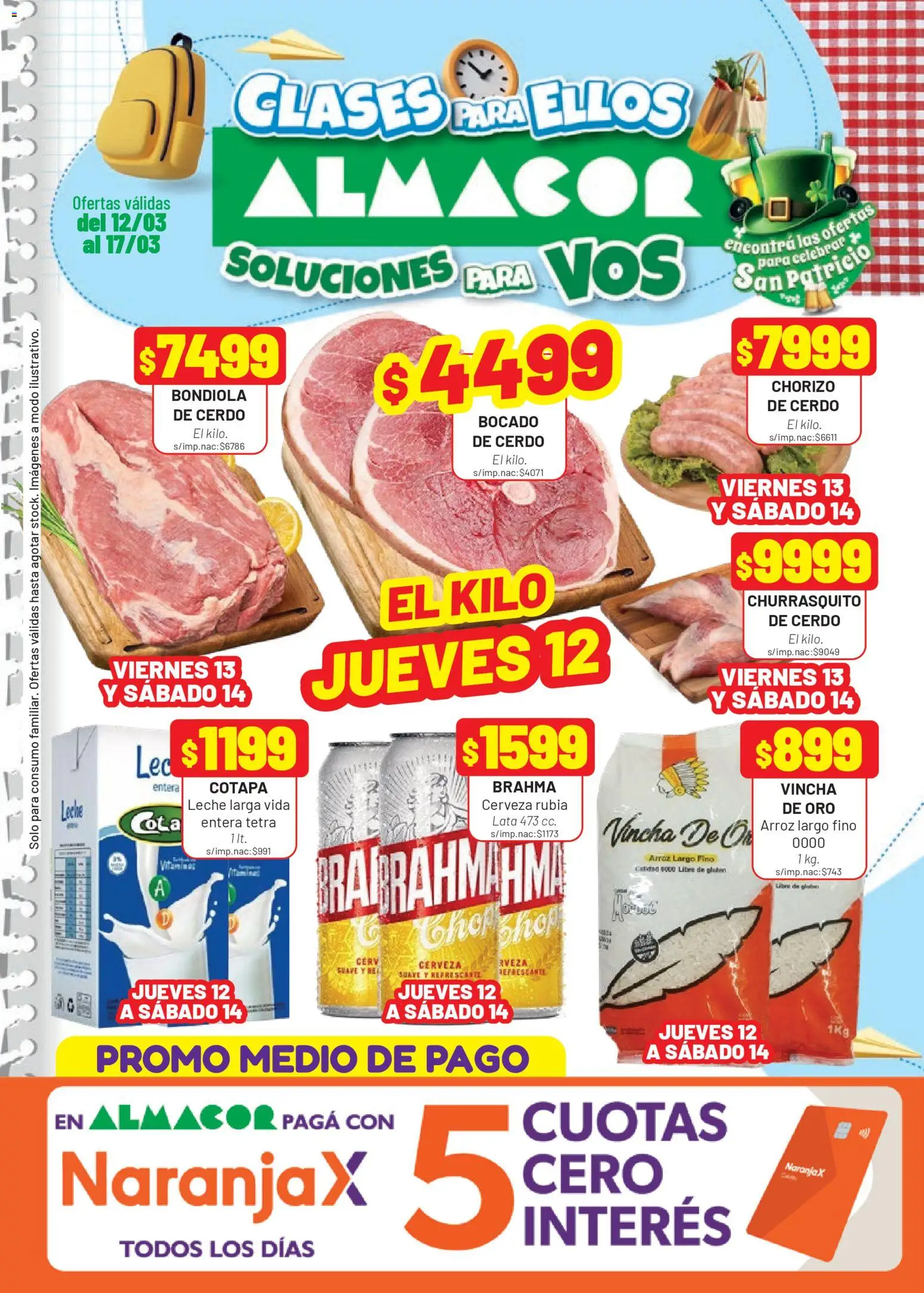 Almacor catálogo │ válido desde el 12.03.2026 | Página: 1 | Productos: Vincha, Leche, Chorizo, Cerdo