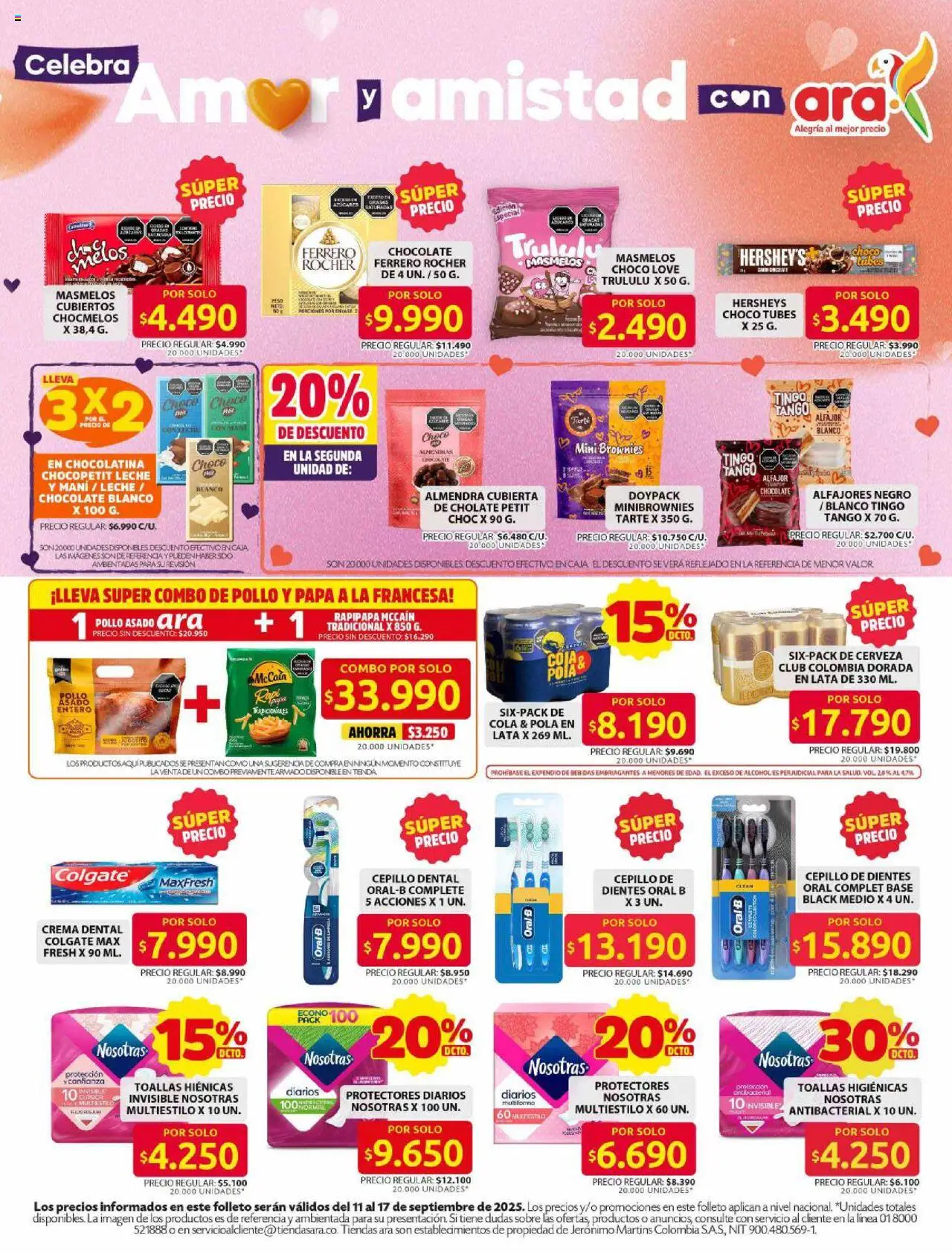 Ara revista - valida desde el 11.09.2025 | Página: 3 | Productos: Protectores diarios, Sobre, Suspensor, Cepillo