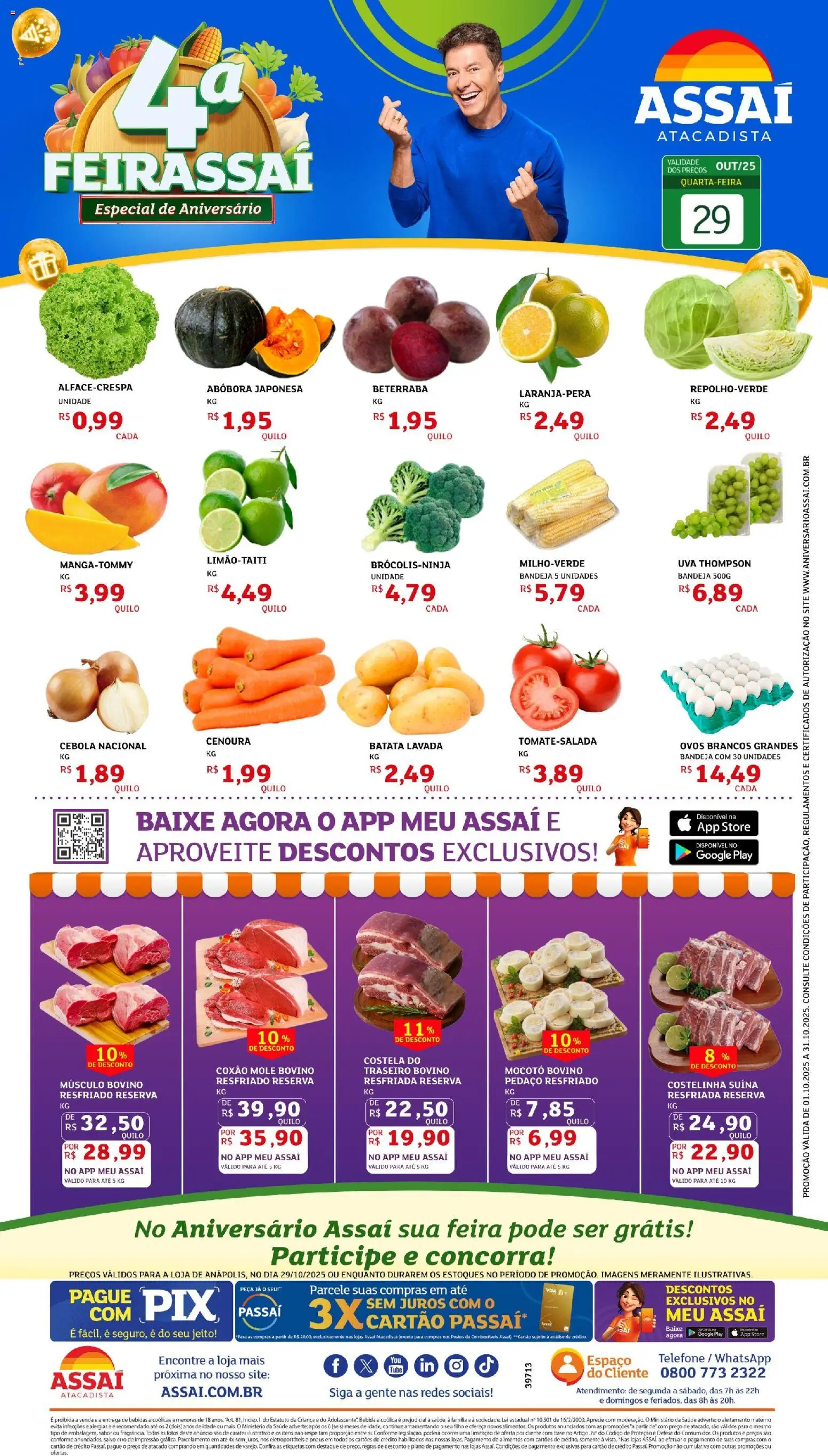 Assaí Atacadista Folheto - válido de 29.10.2025 | Página: 1 | Produtos: Cebola, Cenoura, Bebida, Batata