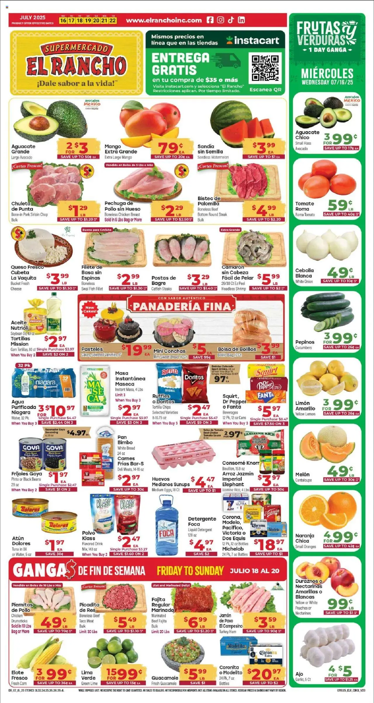 El Rancho Weekly Ad 3 - valid from 16.07.2025 | Page: 1 | Products: Cheese, Eggs, Ham, Rice