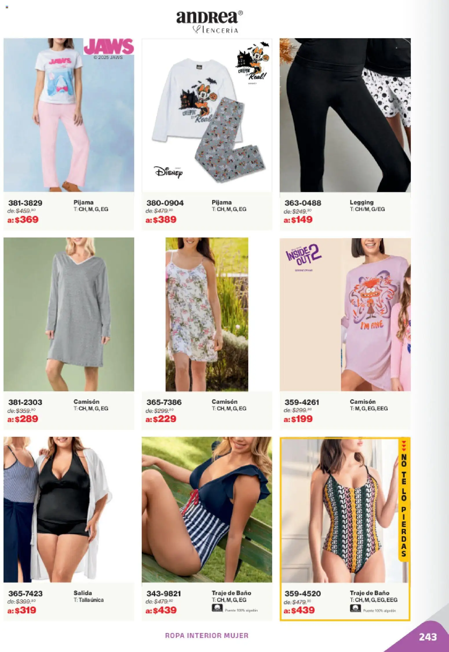 Nuevas ofertas de Andrea válidas en toda la República Mexicana desde el 02.11.2025. ¡Encuentra las mejores ofertas en Andrea catálogo Outlet! | Página: 243 | Productos: Pijama, Traje, Algodón, Ropa interior
