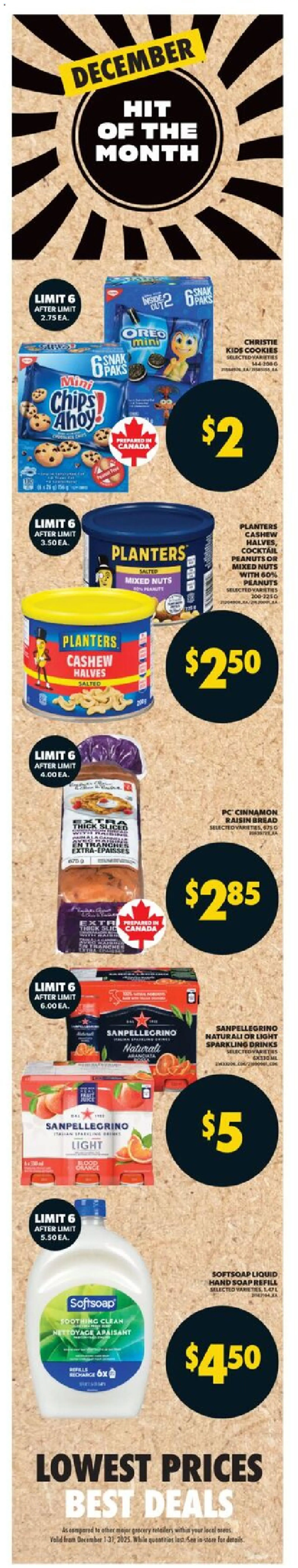 Real Canadian Superstore flyer valid from 04.12.2025 | Page: 4 | Products: Chips, Nuts, Cookies, Soap