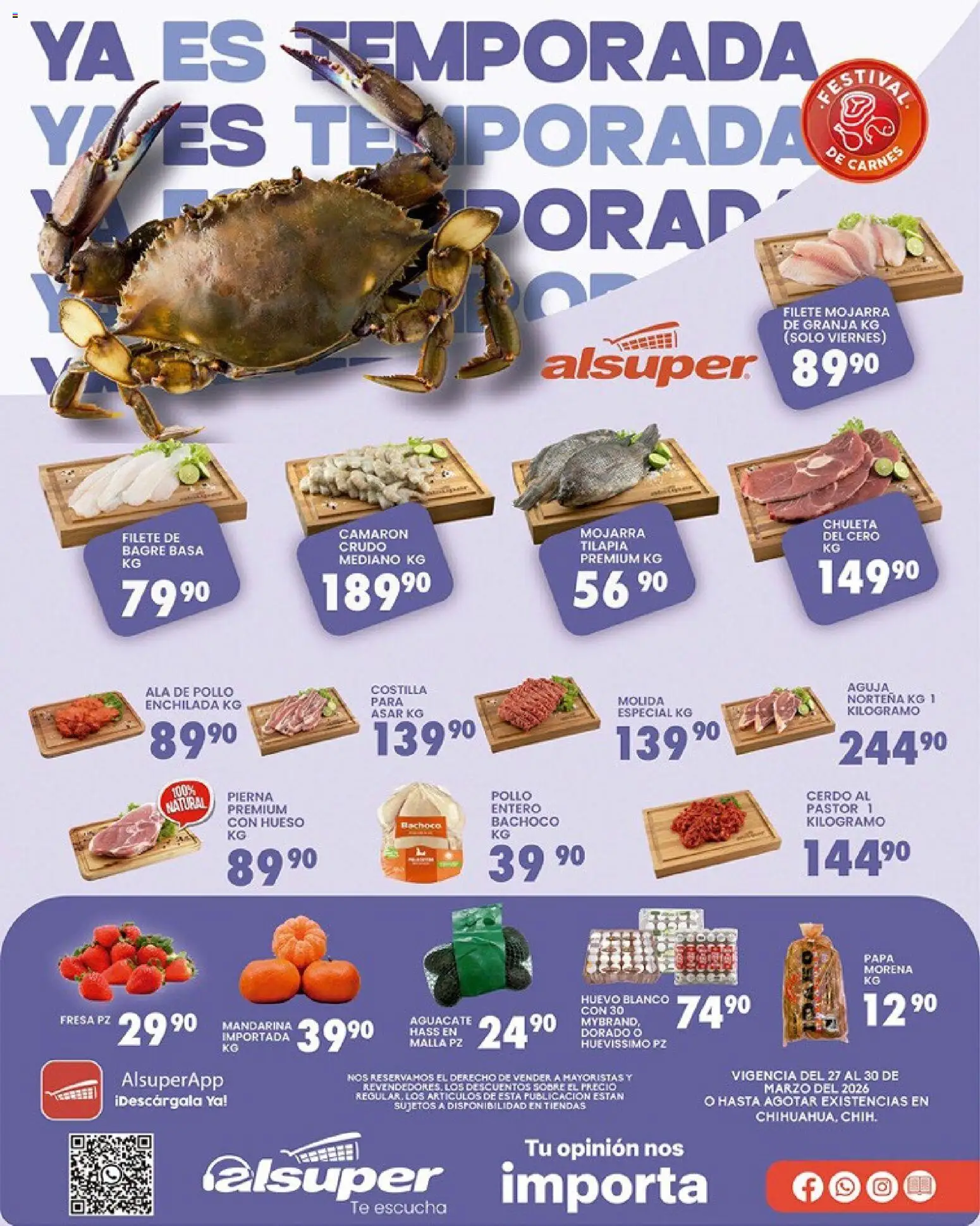 Nuevas ofertas de Alsuper válidas en toda la República Mexicana desde el 27.03.2026. ¡Encuentra las mejores ofertas en Alsuper folleto Chihuahua-Ciudad! | Página: 1 | Productos: Pollo, Huevo, Té, Malla