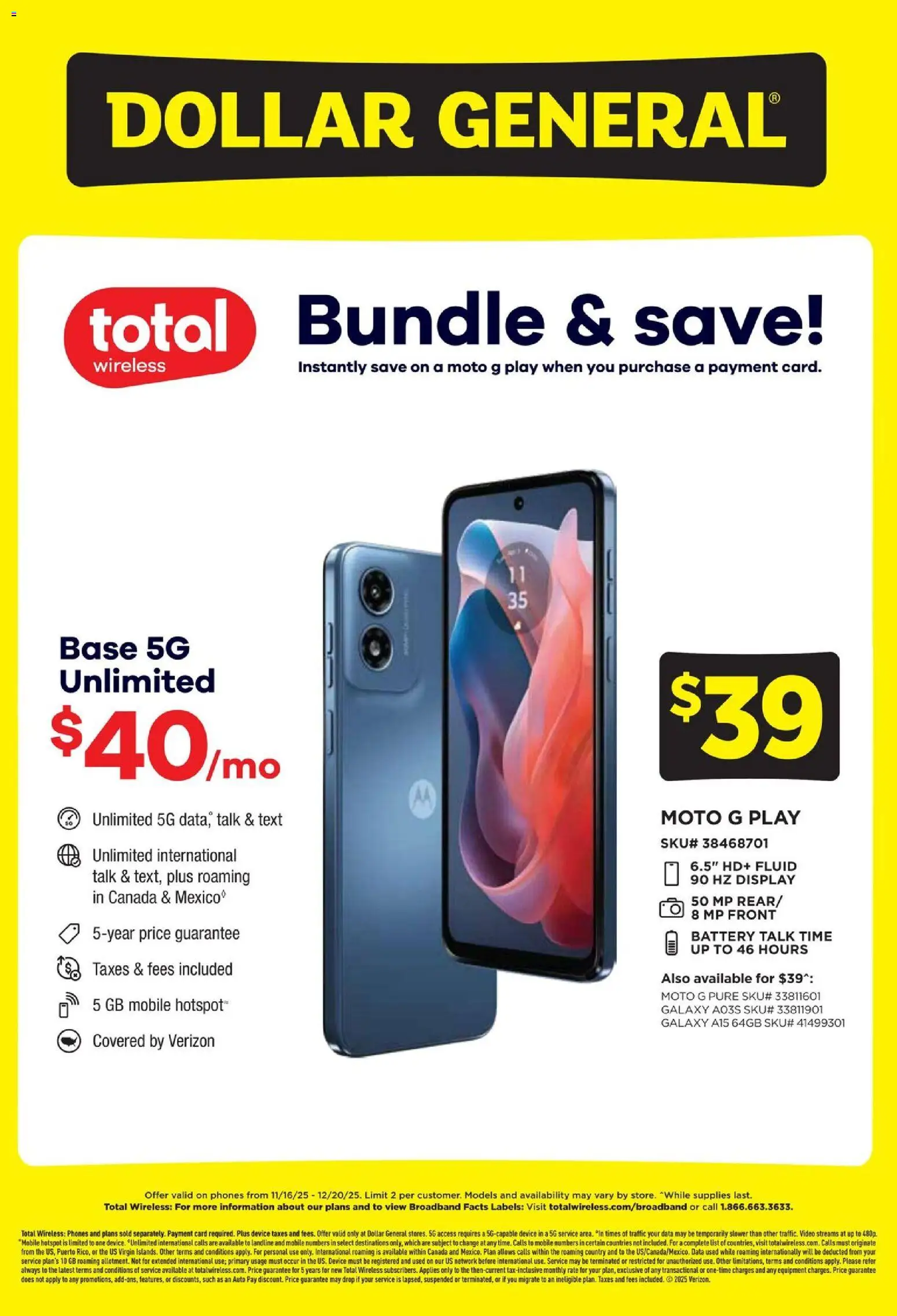 Dollar General Wireless Deals - valid from 16.11.2025 | Page: 1 | Products: Battery, Video