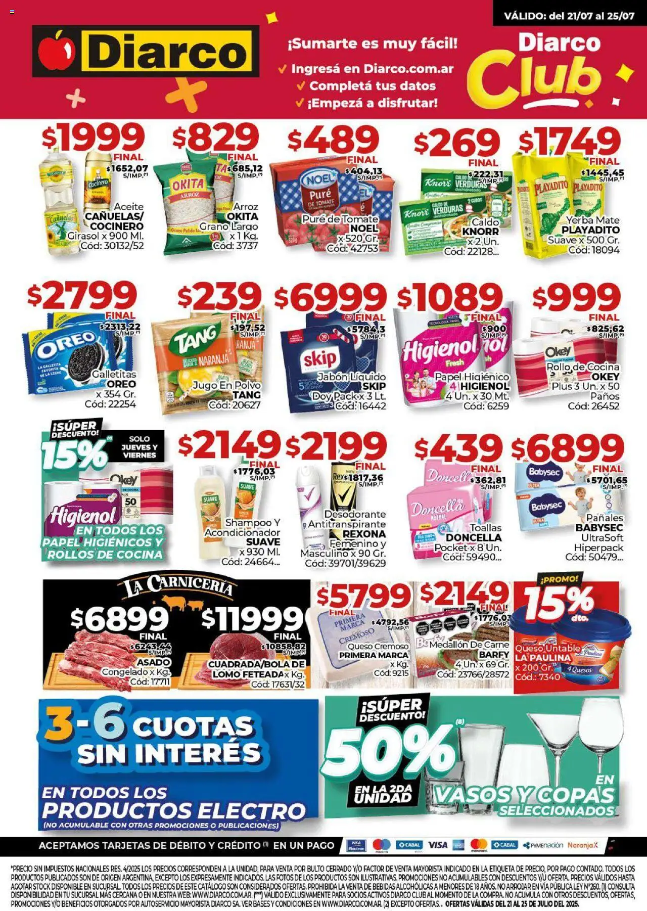 Diarco ofertas │ válido desde el 21.07.2025 | Página: 1 | Productos: Yerba, Shampoo, Tomate, Arroz