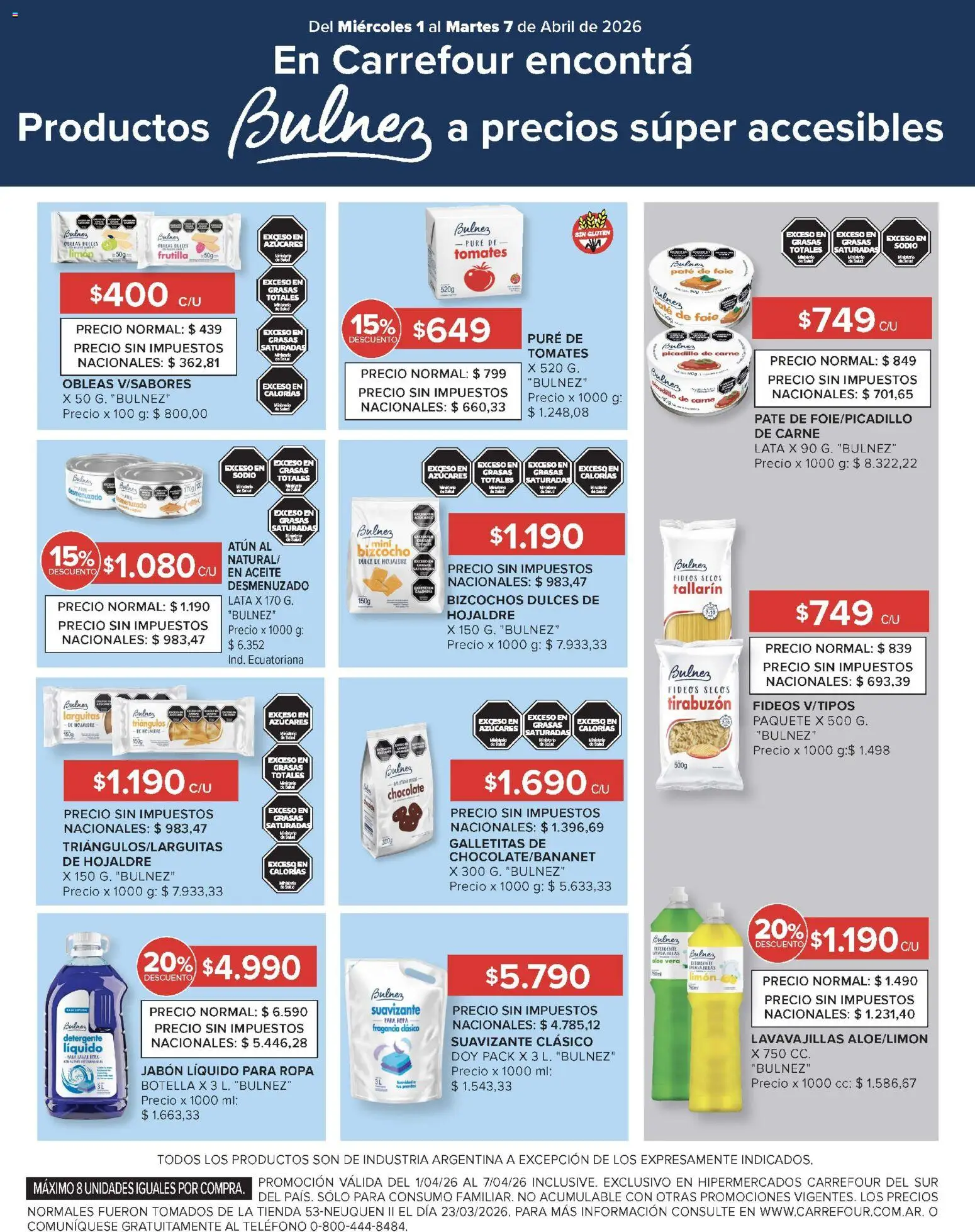 Carrefour ofertas │ válido desde el 01.04.2026 | Página: 14 | Productos: Lavavajillas, Paté, Tomates, Suavizante