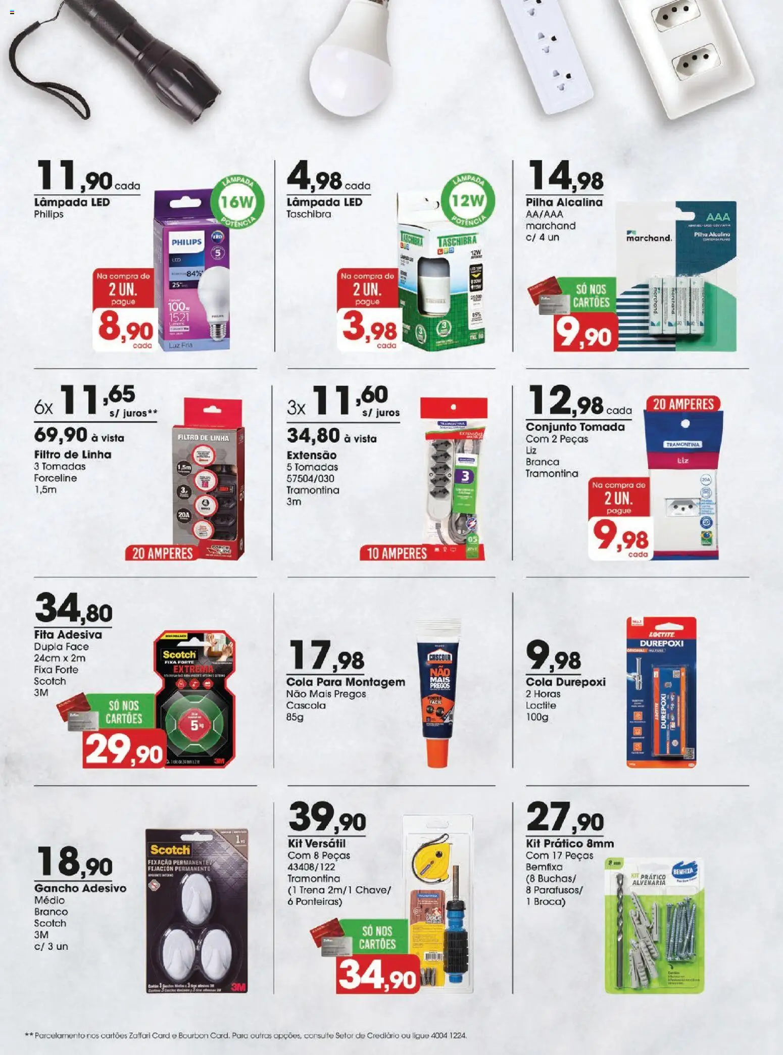 Zaffari Folheto - válido de 05.03.2026 | Página: 9 | Produtos: Cola, Tomada, Bourbon, Lâmpada led