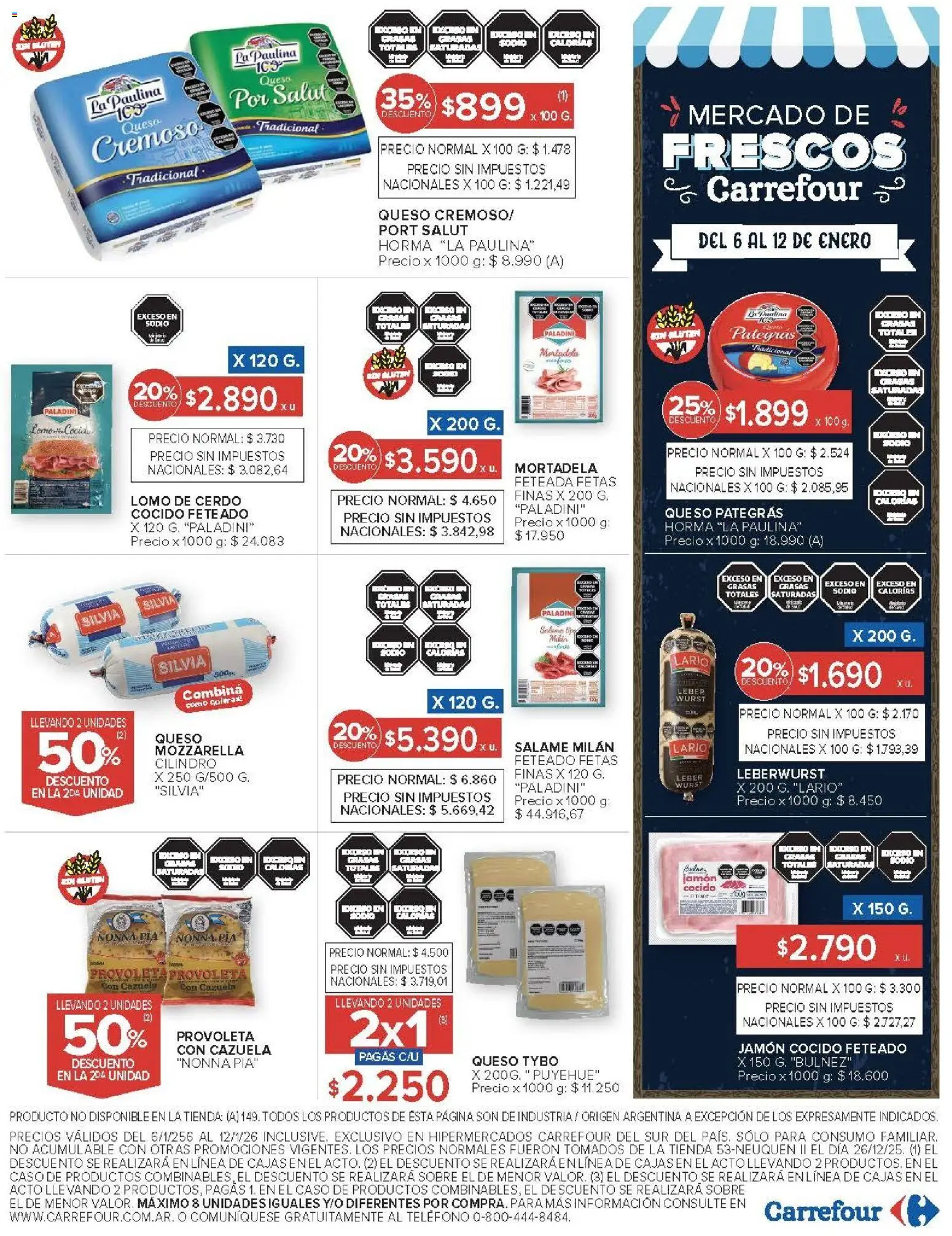 Carrefour ofertas │ válido desde el 06.01.2026 | Página: 18 | Productos: Jamón cocido, Mortadela, Jamón, Cerdo