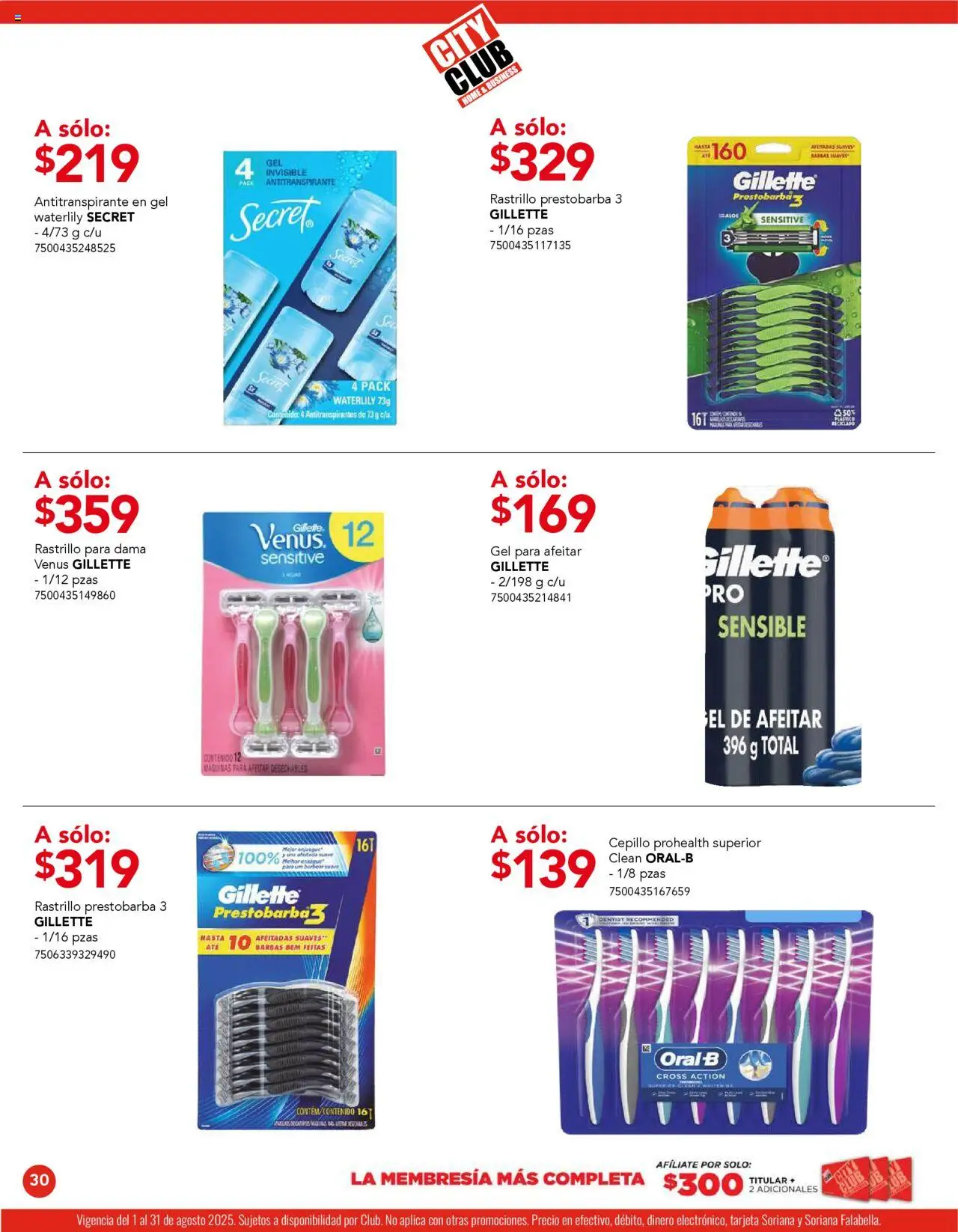 Nuevas ofertas de City Club válidas en toda la República Mexicana desde el 01.08.2025. ¡Encuentra las mejores ofertas en City Club - Catálogo! | Página: 30 | Productos: Antitranspirante, Cepillo, Rastrillo