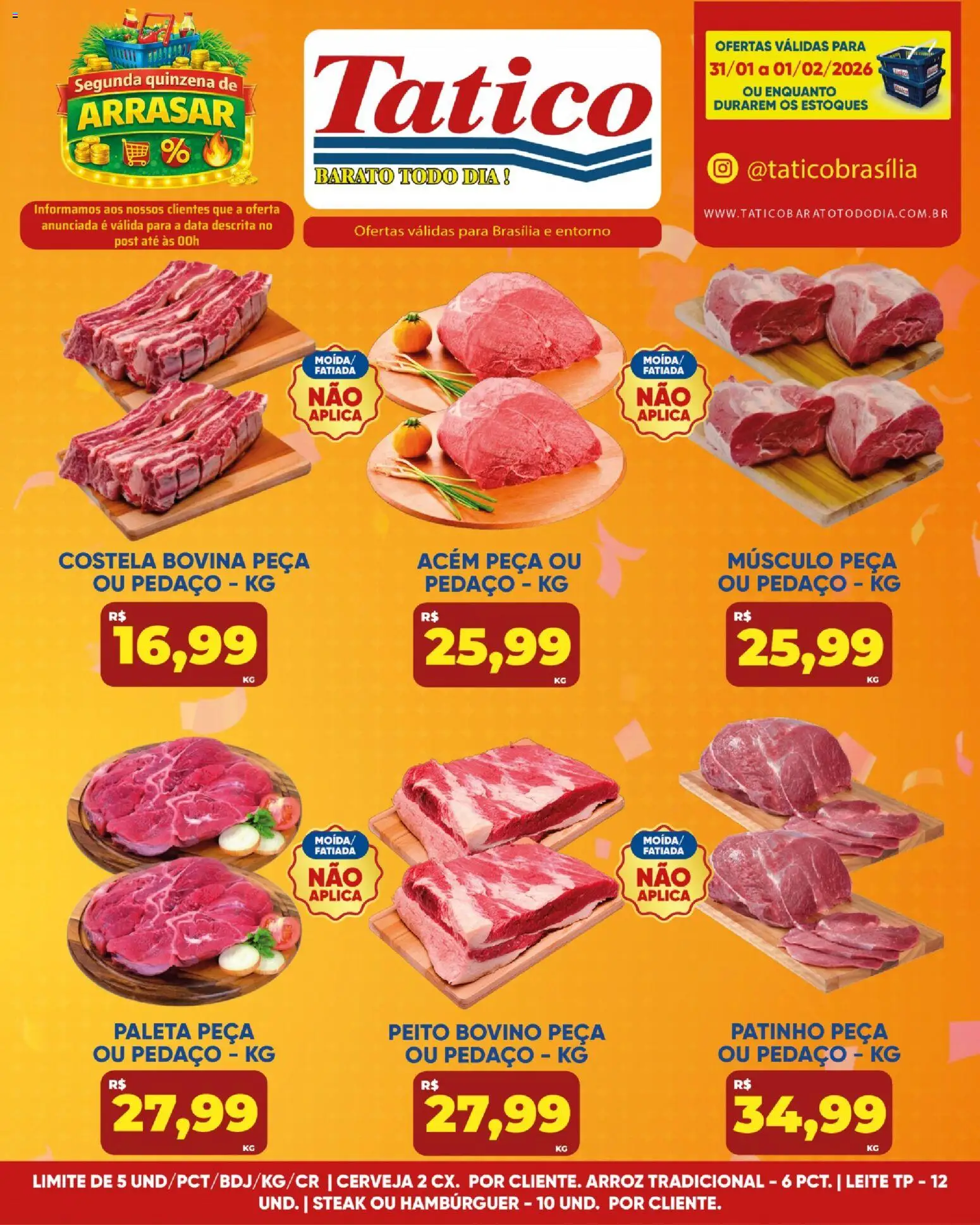 Tatico Folheto - válido de 31.01.2026 | Página: 11 | Produtos: Leite, Cerveja, Arroz, Hambúrguer