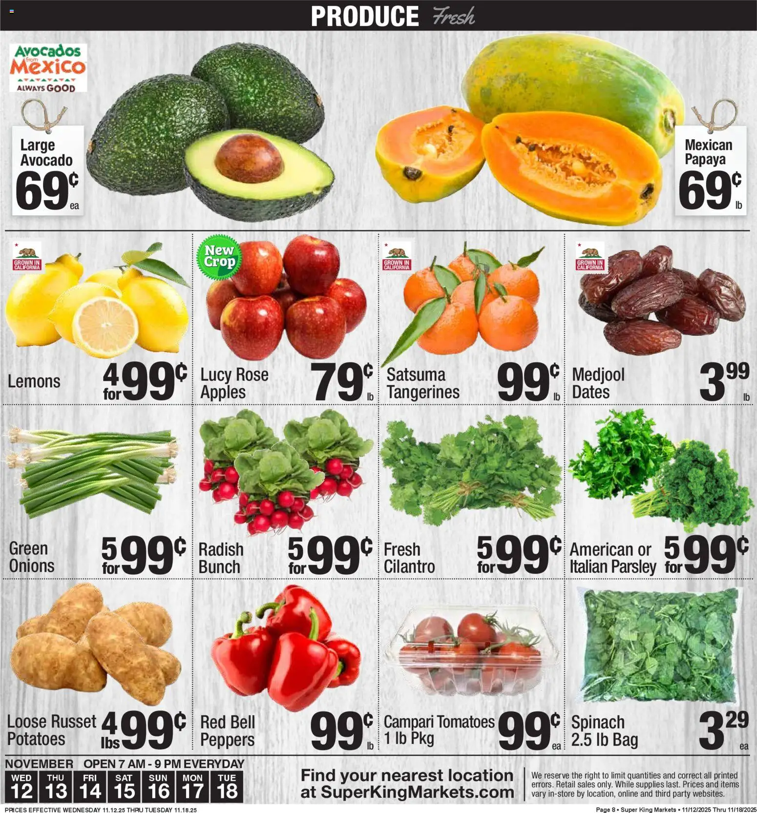 Super King - Weekly Ad - valid from 19.11.2025 | Page: 9 | Products: Apples, Tangerines, Avocado, Parsley