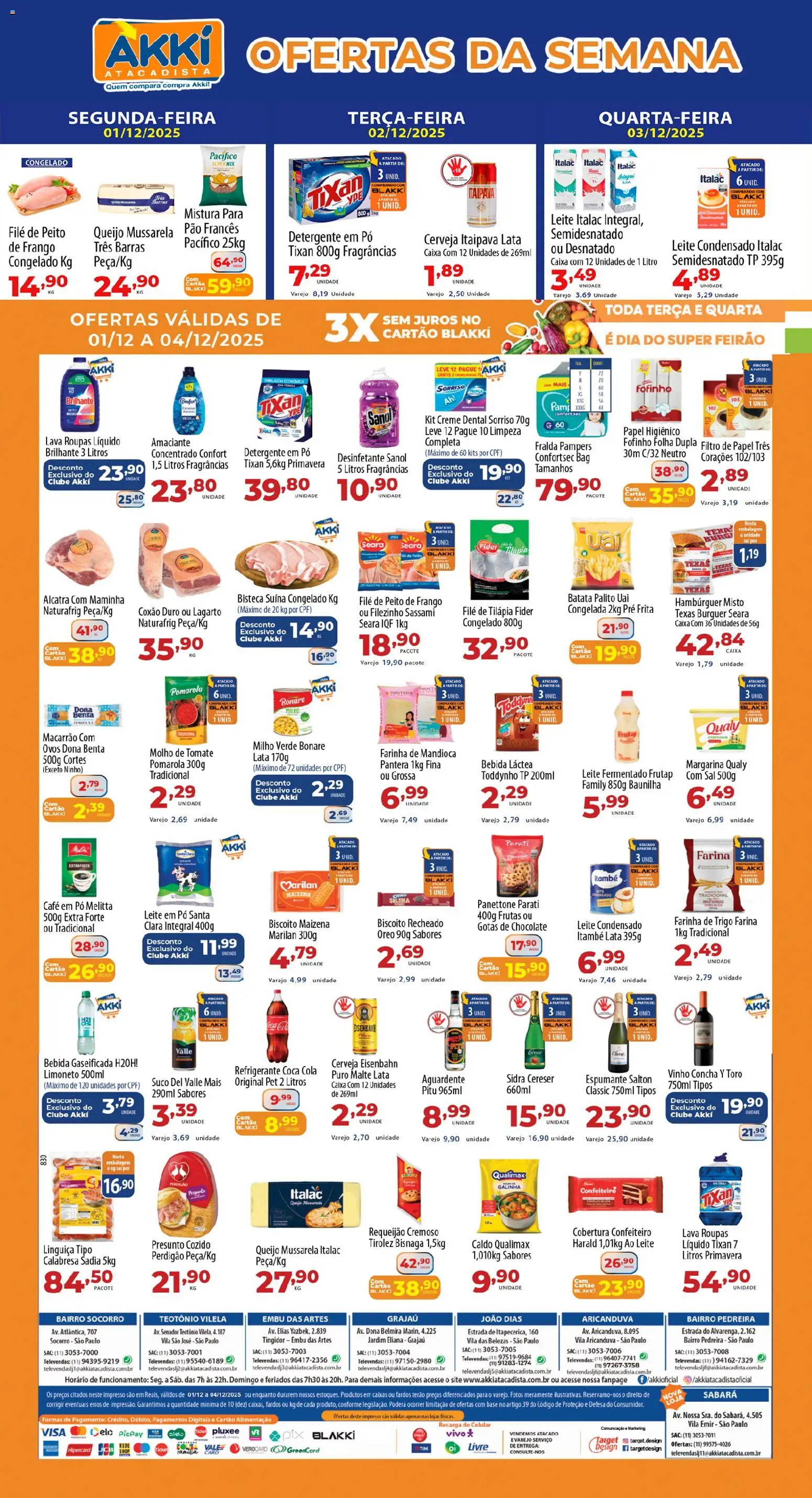 Akki Atacadista Folheto - válido de 01.12.2025 | Página: 1 | Produtos: Milho verde, Detergente, Queijo, Pão francês