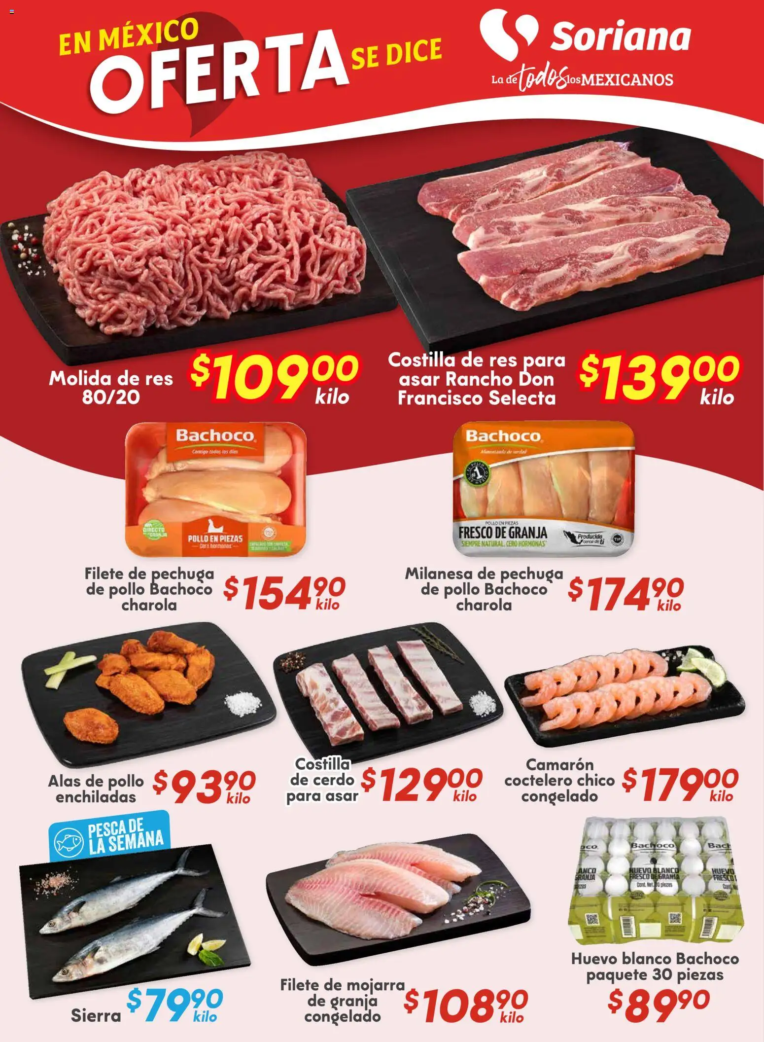 Nuevas ofertas de Soriana válidas en toda la República Mexicana desde el 24.10.2025. ¡Encuentra las mejores ofertas en Soriana - Fin de Semana Híper: Saltillo y Torreón! | Página: 7 | Productos: Huevo, Cerdo, Res, Sierra