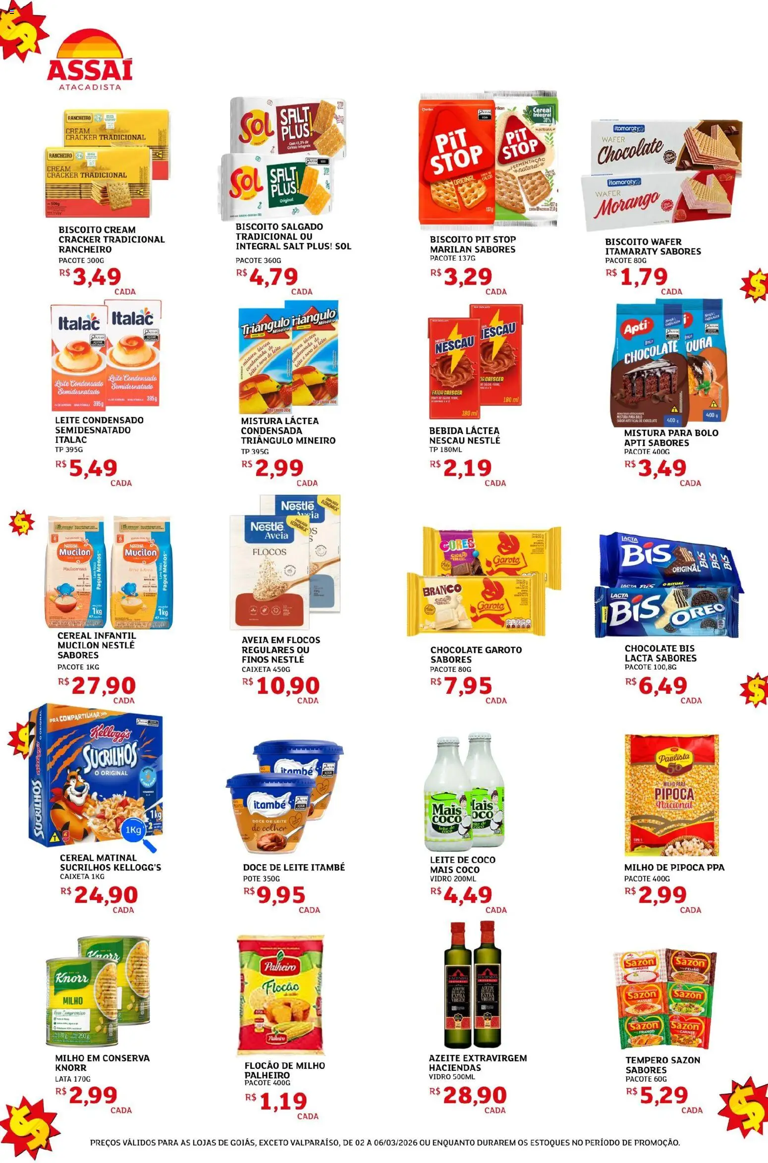 Assaí Atacadista Folheto - válido de 02.03.2026 | Página: 2 | Produtos: Leite, Sucrilhos, Flocos, Knorr