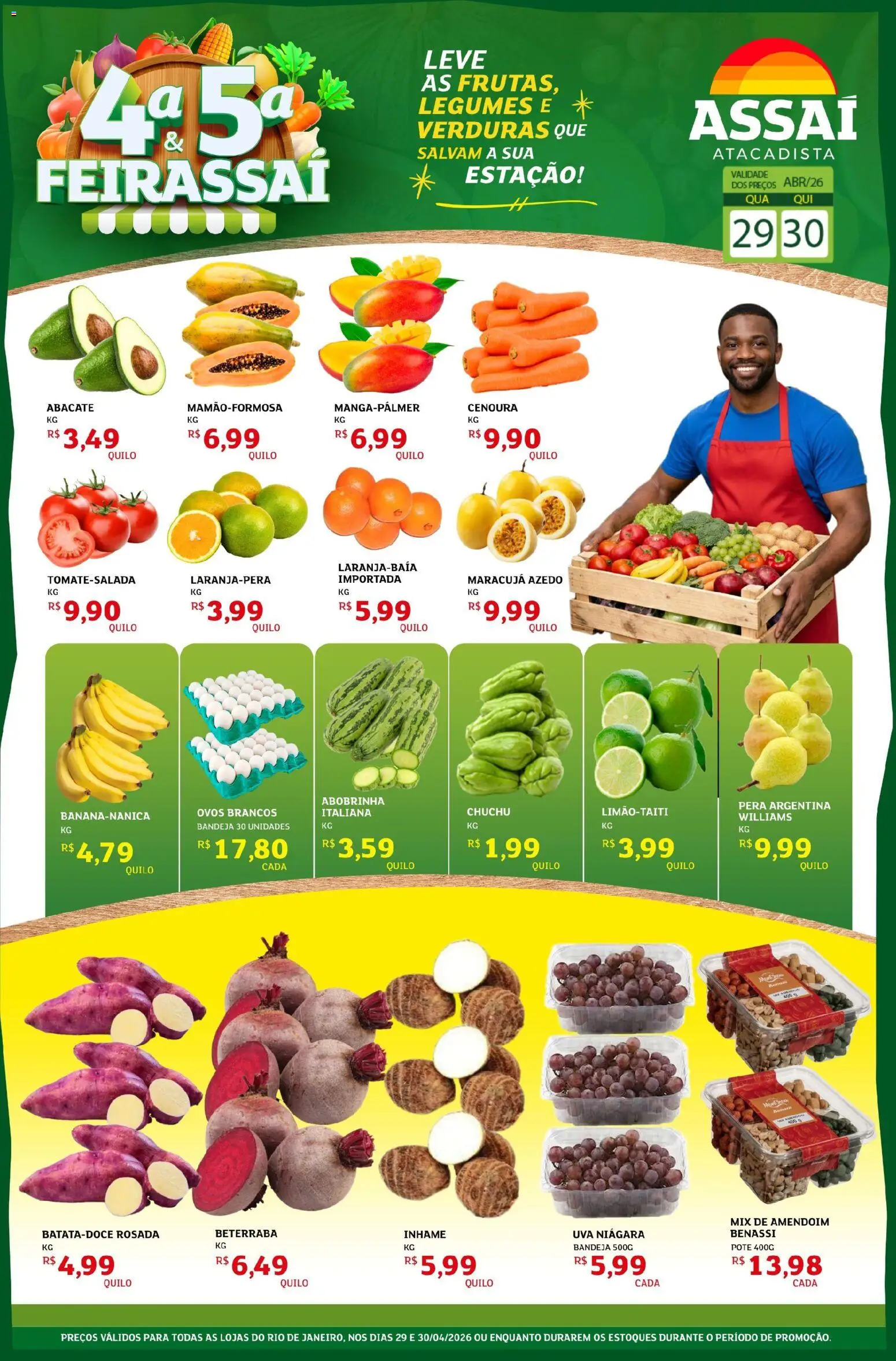Assaí Atacadista Folheto - válido de 29.04.2026 | Página: 1 | Produtos: Chuchu, Amendoim, Inhame, Ovos