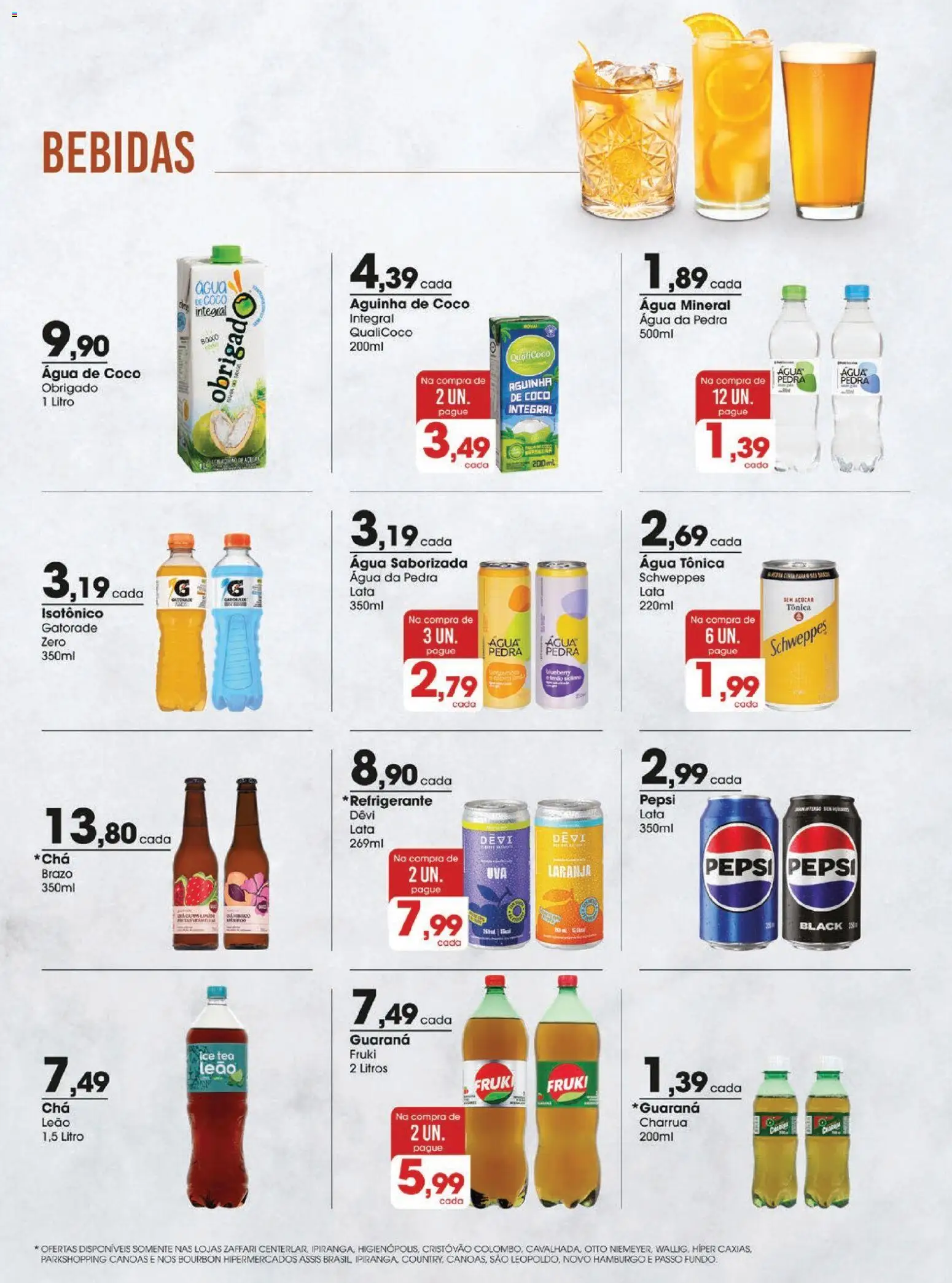 Zaffari Folheto - válido de 04.11.2025 | Página: 13 | Produtos: Água de coco, Água tônica, Ice tea, Baixo
