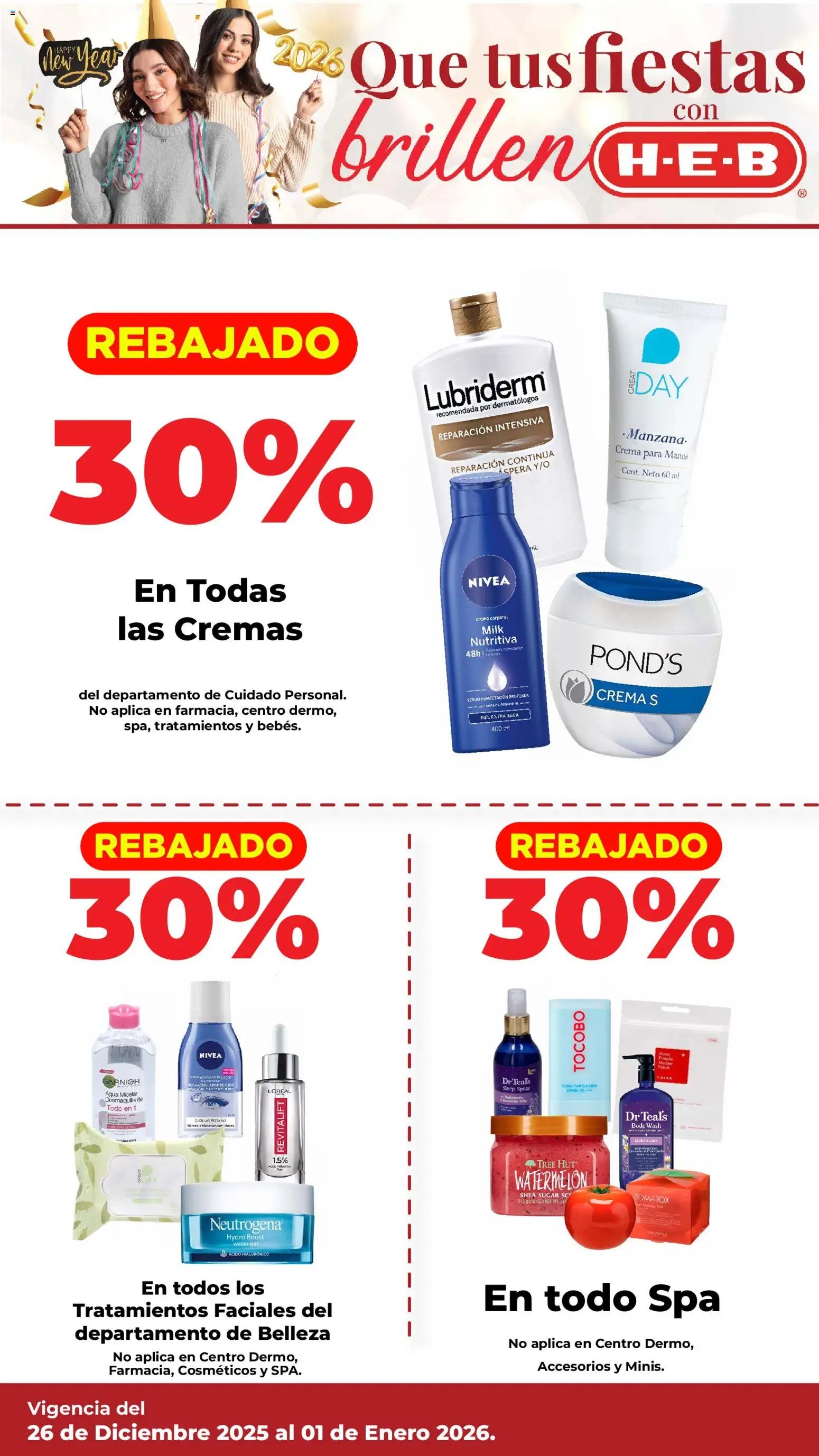 Nuevas ofertas de H-E-B válidas en toda la República Mexicana desde el 26.12.2025. ¡Encuentra las mejores ofertas en H-E-B folleto! | Página: 5 | Productos: Serum, Desmaquillante, Agua micelar, Crema corporal