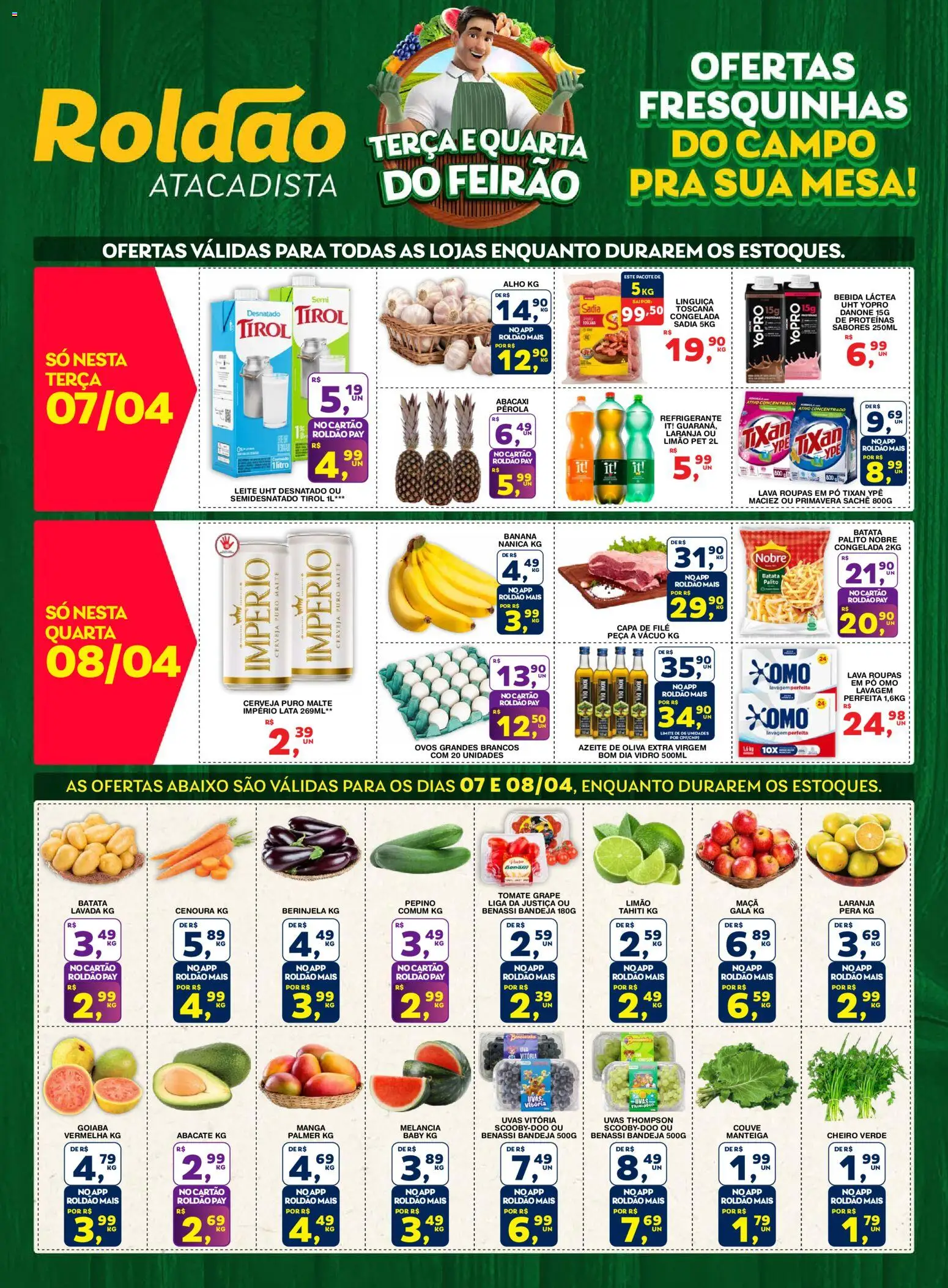 Roldão Folheto - válido de 07.04.2026 | Página: 1 | Produtos: Pera, Roupas, Cenoura, Refrigerante