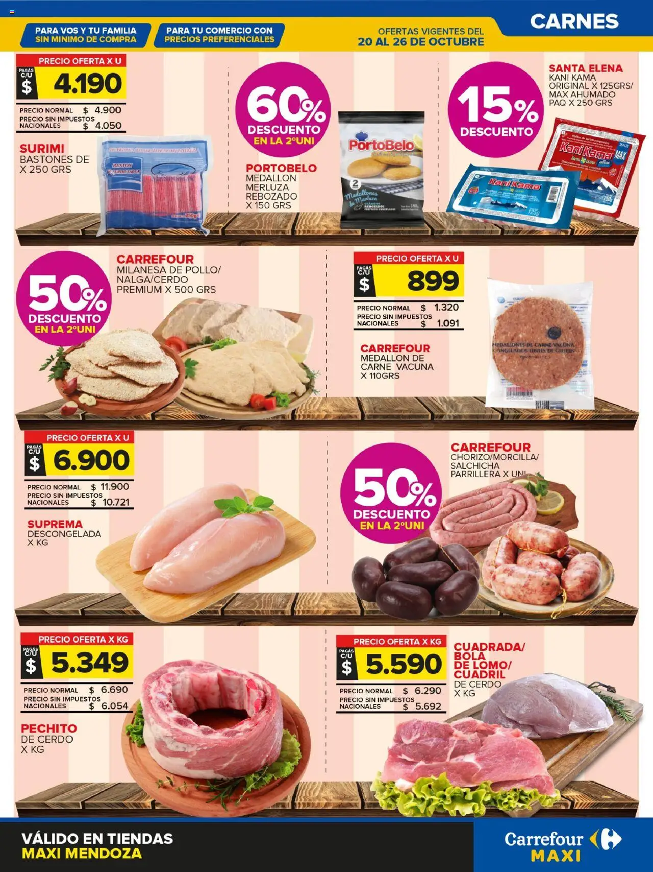 Carrefour - Frutas y Verduras - Mendoza │ válido desde el 20.10.2025 | Página: 2 | Productos: Milanesa, Salchicha, Cerdo