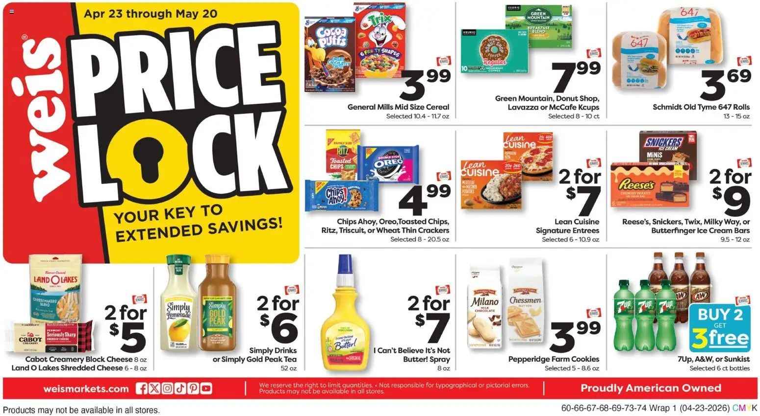 Weis Weekly Circular - MD - valid from 23.04.2026 | Page: 1 | Products: Chocolate, Tea, Chips, Cream