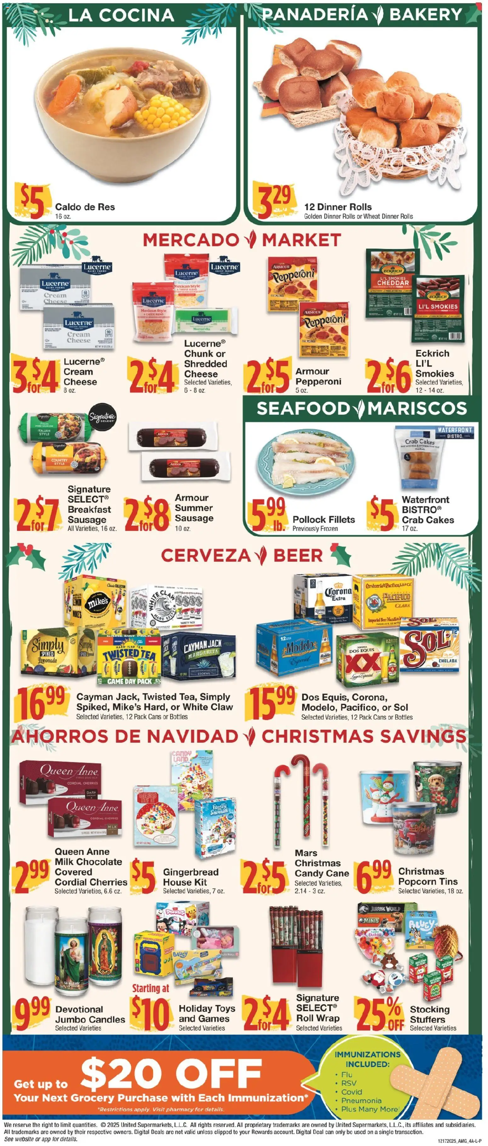United Supermarkets Ad - valid from 16.12.2025 | Page: 4 | Products: Bakery, Cherries, Beer, Tea