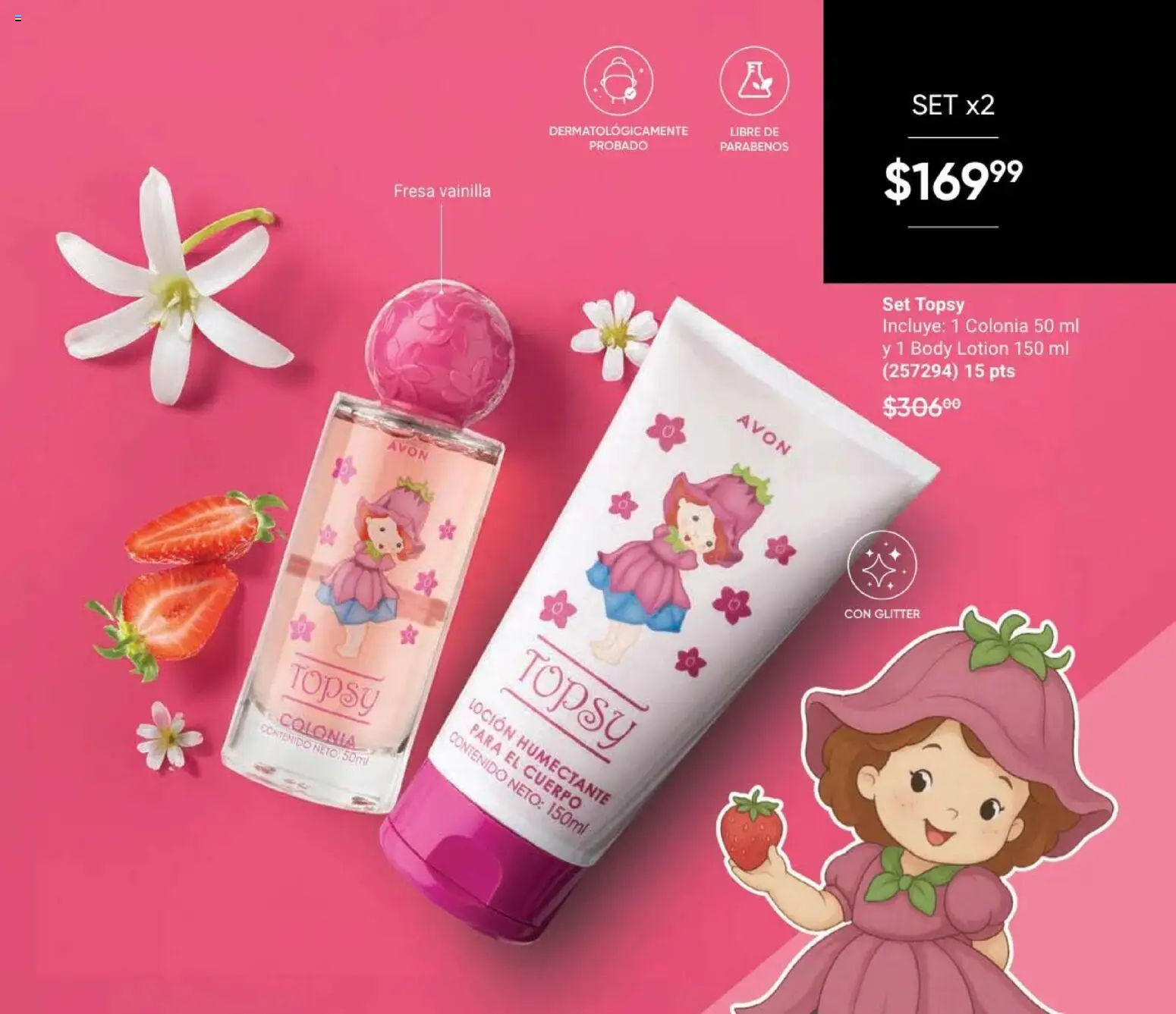 Nuevas ofertas de AVON válidas en toda la República Mexicana desde el 24.04.2026. ¡Encuentra las mejores ofertas en AVON Casa & Estilo 7 2026! | Página: 65 | Productos: Fresa, Glitter, Loción, Body