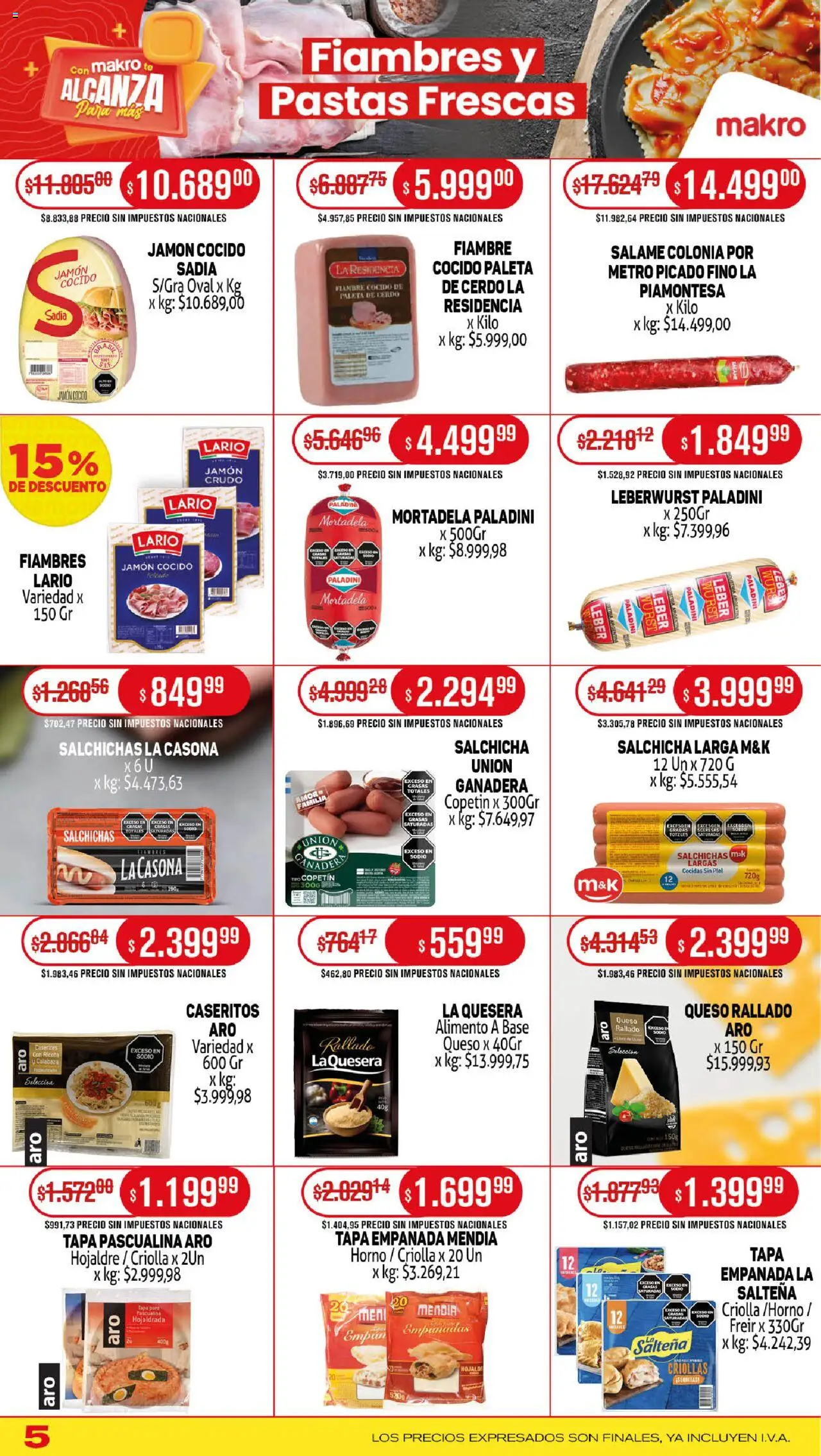 Makro ofertas │ válido desde el 25.09.2025 | Página: 5 | Productos: Jamón cocido, Paleta, Queso, Jamón