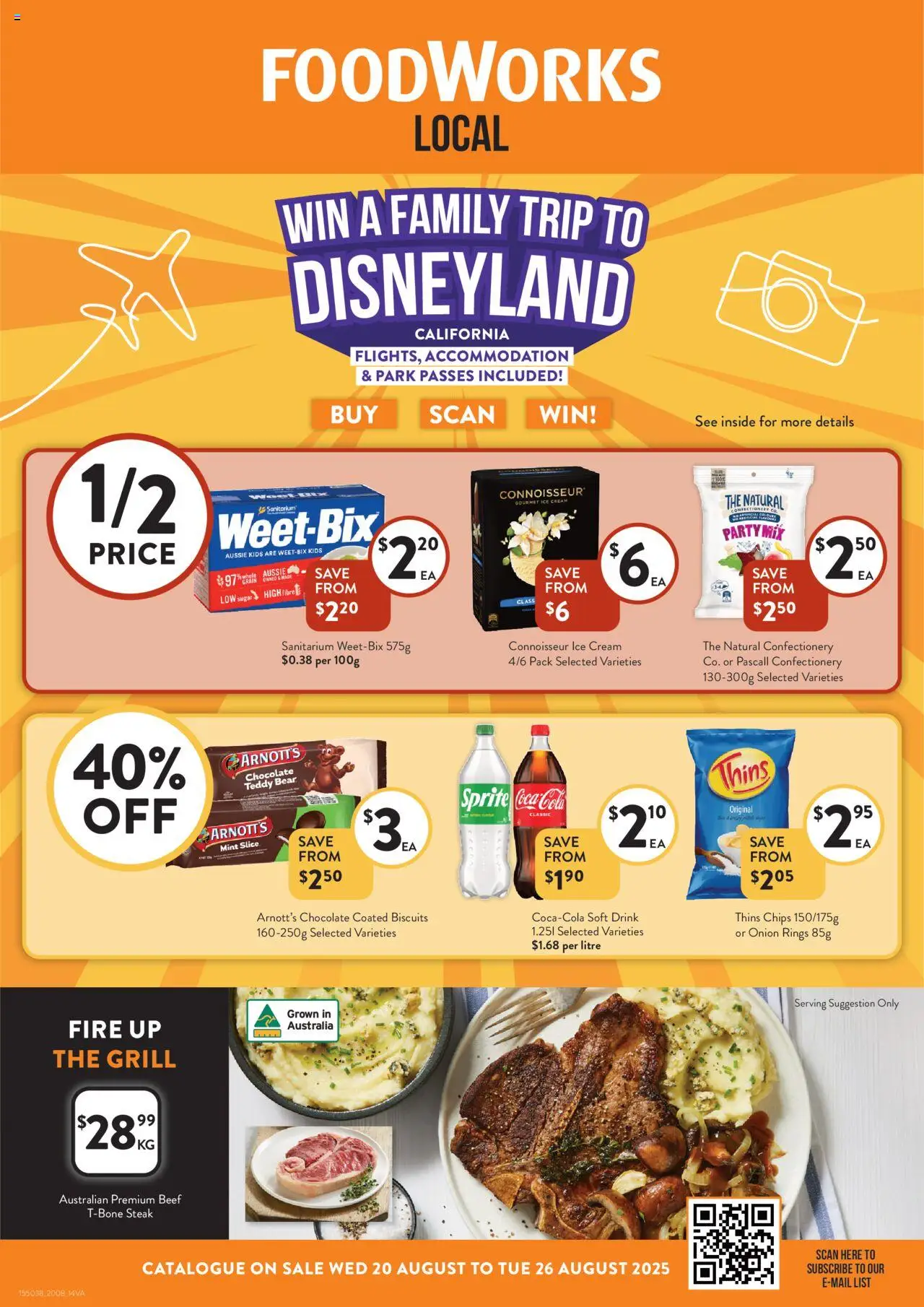 Foodworks catalogue - valid from 20.08.2025 | Page: 1 | Products: Beef, Chips, Ice cream, Steak