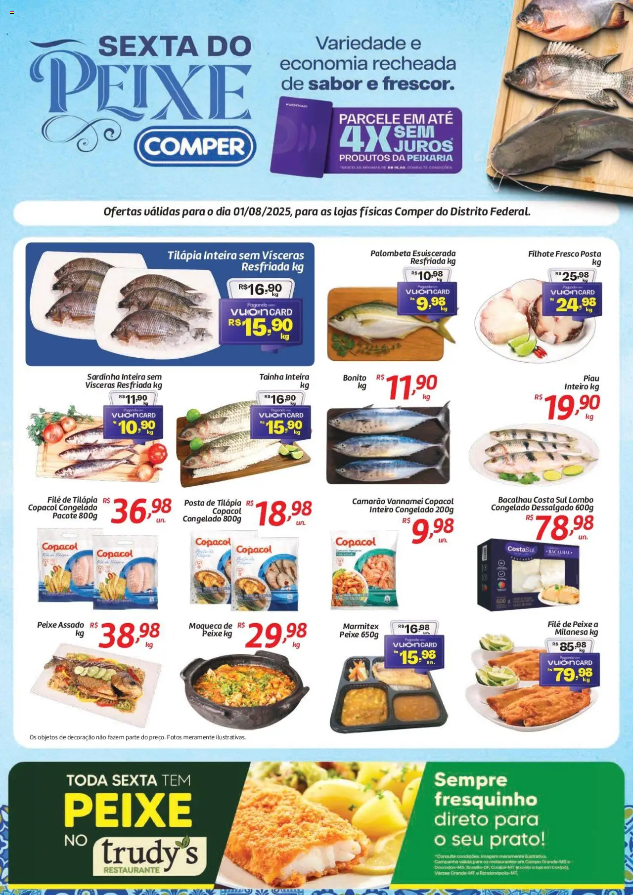 Comper Folheto - válido de 01.08.2025 | Página: 1 | Produtos: Bacalhau, Lombo, Camarão, Sardinha