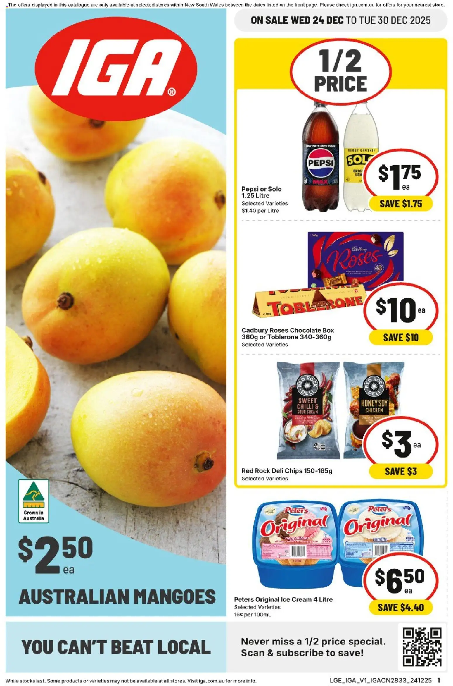 IGA catalogue - valid from 24.12.2025 | Page: 1 | Products: Chocolate, Honey, Chicken, Ice cream