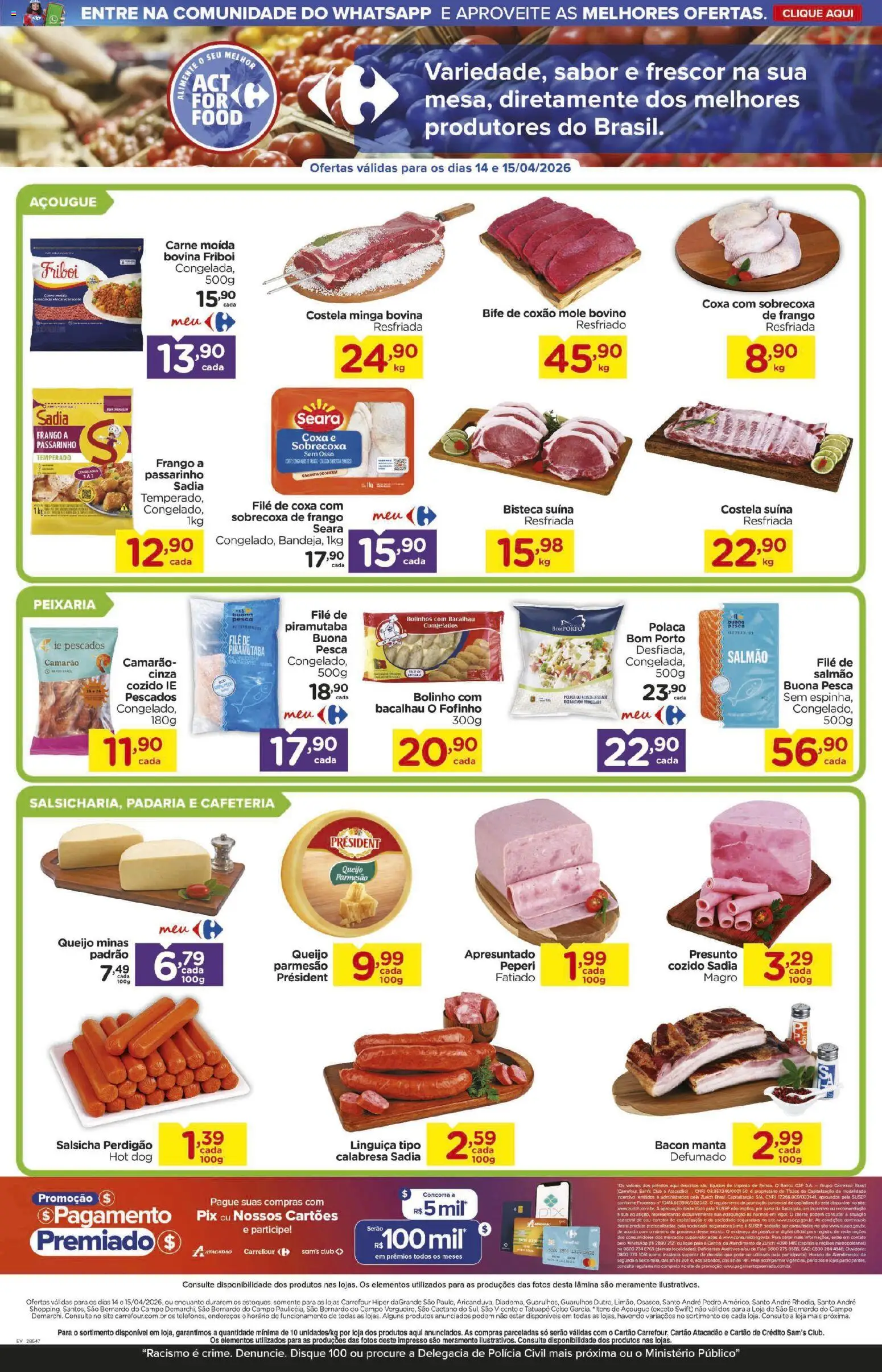 Carrefour Folheto - válido de 14.04.2026 | Página: 2 | Produtos: Bacalhau, Queijo, Presunto, Carne