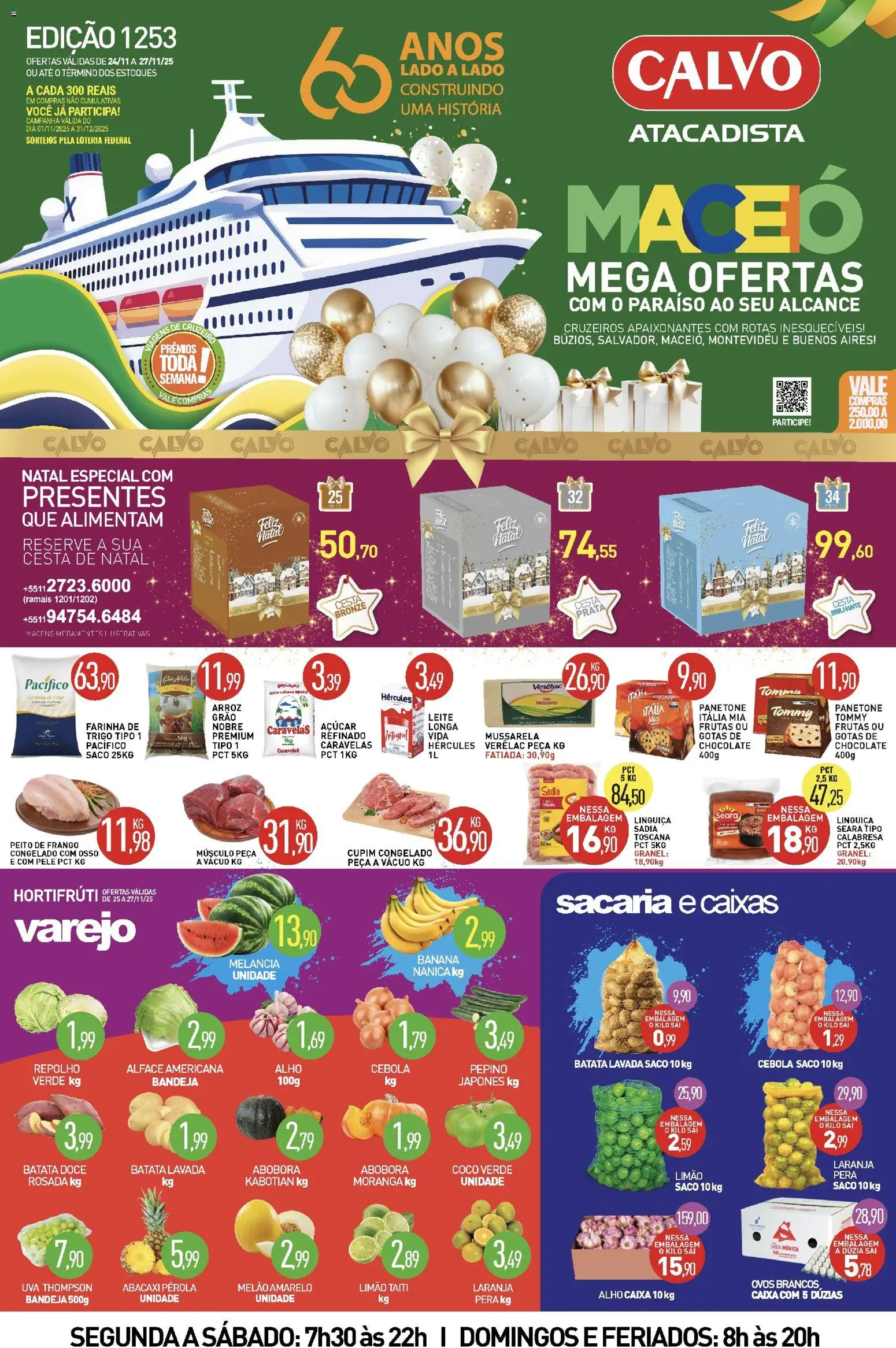 Calvo Atacadista Folheto - válido de 24.11.2025 | Página: 1 | Produtos: Pera, Alho, Panetone, Peito de frango