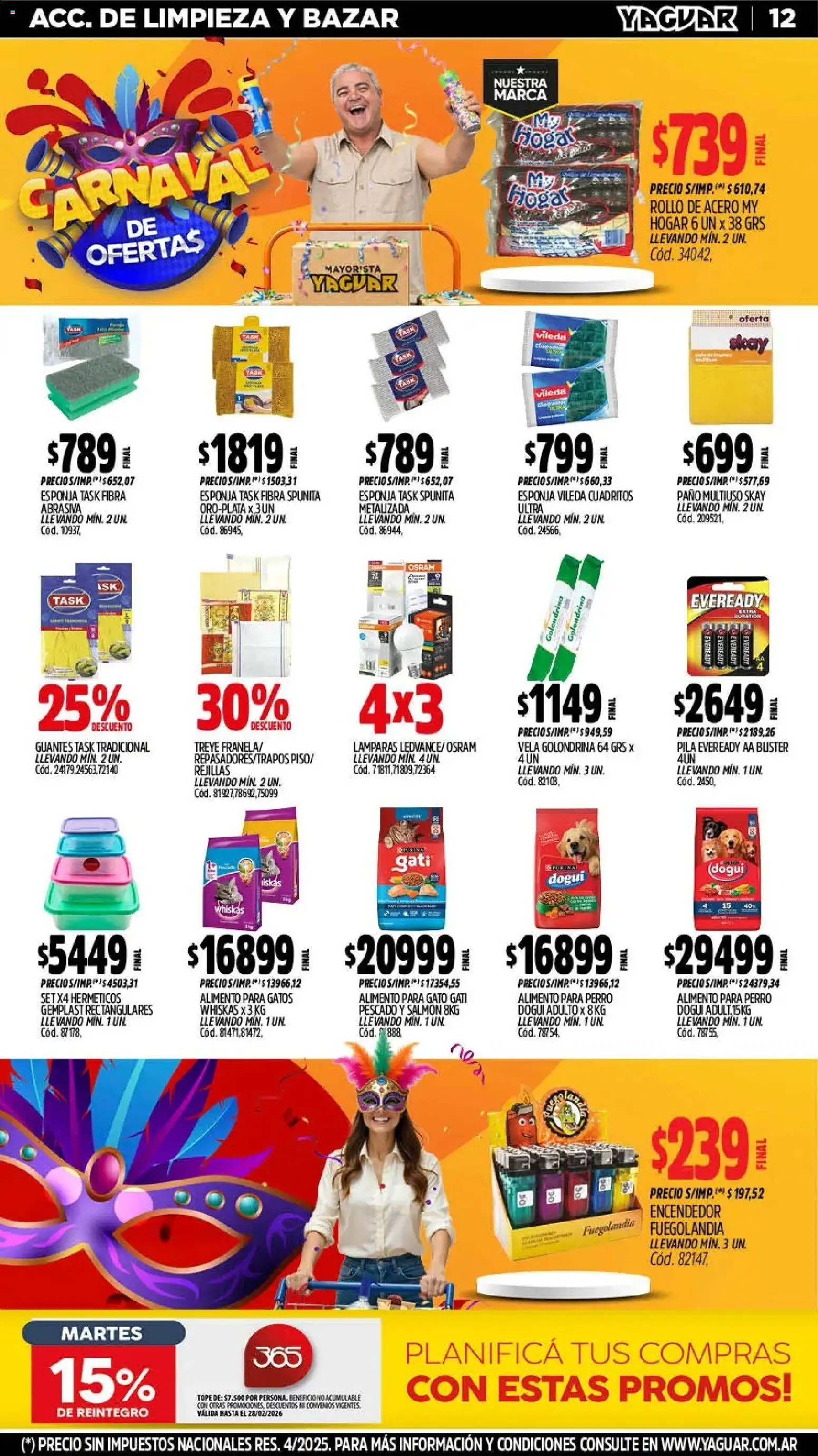 Yaguar - Oferta Semanal Jujuy │ válido desde el 16.02.2026 | Página: 12 | Productos: Vela, Pila, Pescado, Guantes