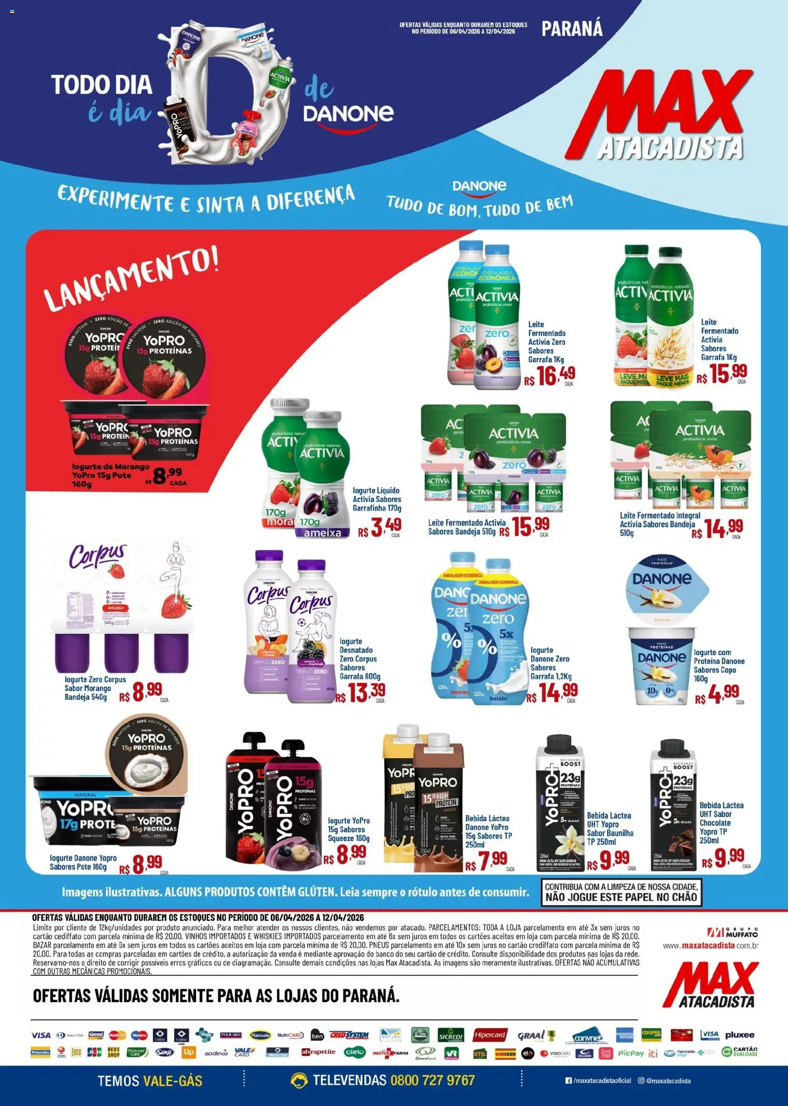 Max Atacadista Folheto - válido de 06.04.2026 | Página: 1 | Produtos: Probióticos, Chocolate, Pneus, Leite fermentado